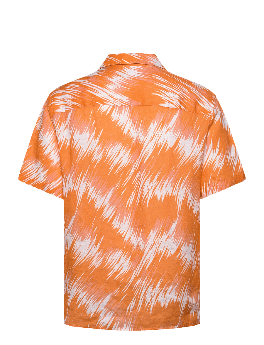 J. Lindeberg - Elio Linen Printed Shirt - leinenhemden - thunderstorm orange m - 2