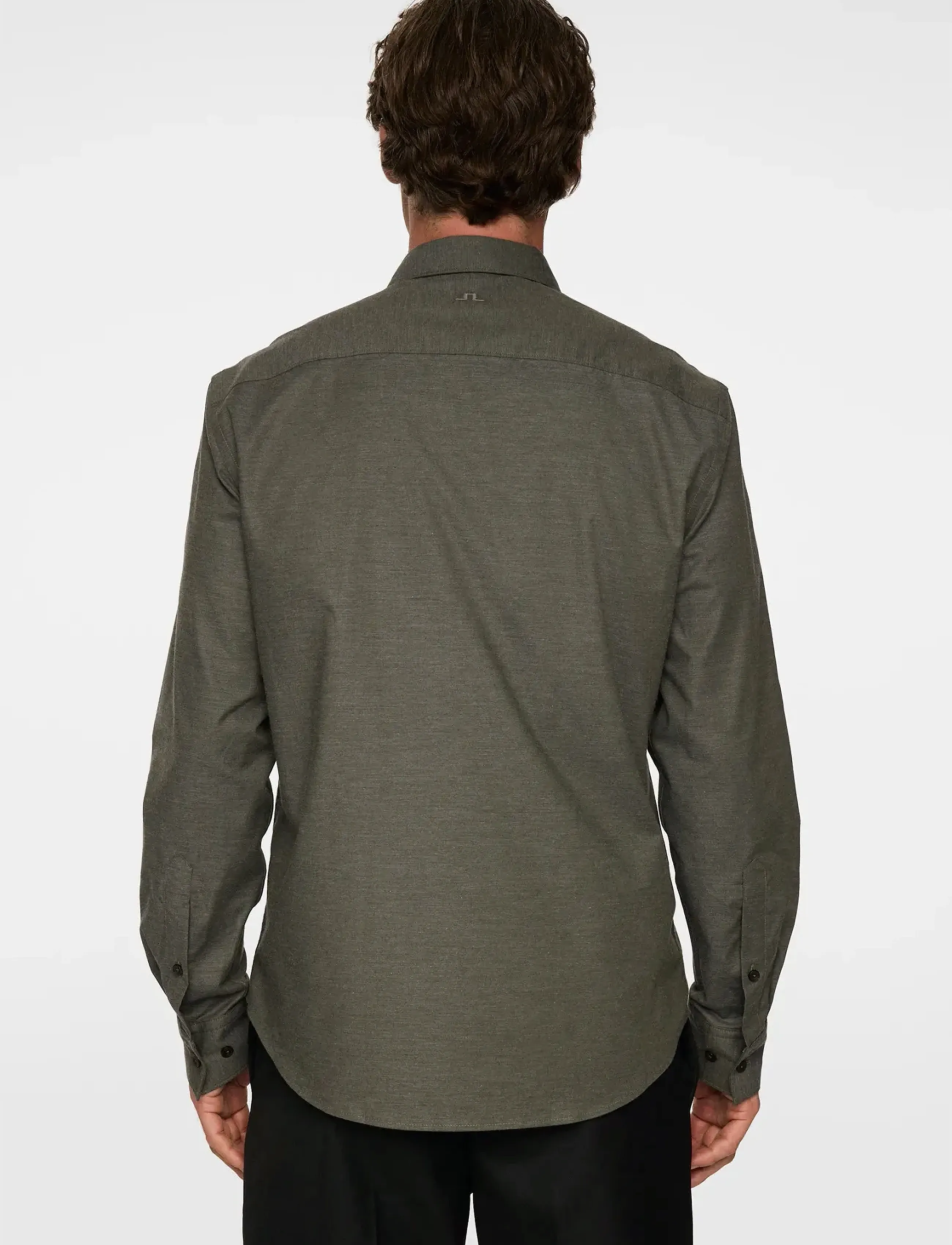 J. Lindeberg - Slim Light Flannel Shirt - flanell-hemden - forest green melange - 3
