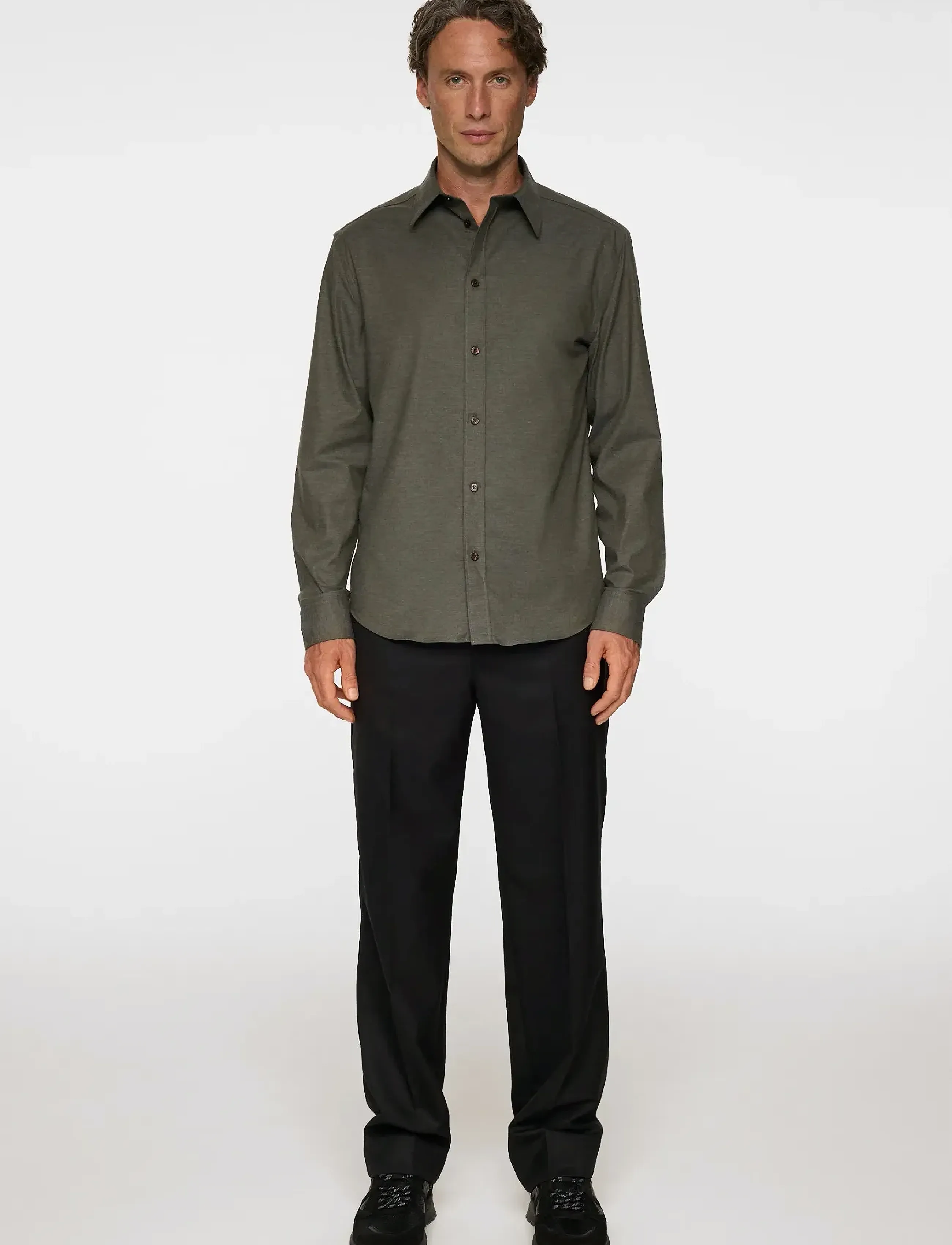 J. Lindeberg - Slim Light Flannel Shirt - flanell-hemden - forest green melange - 4