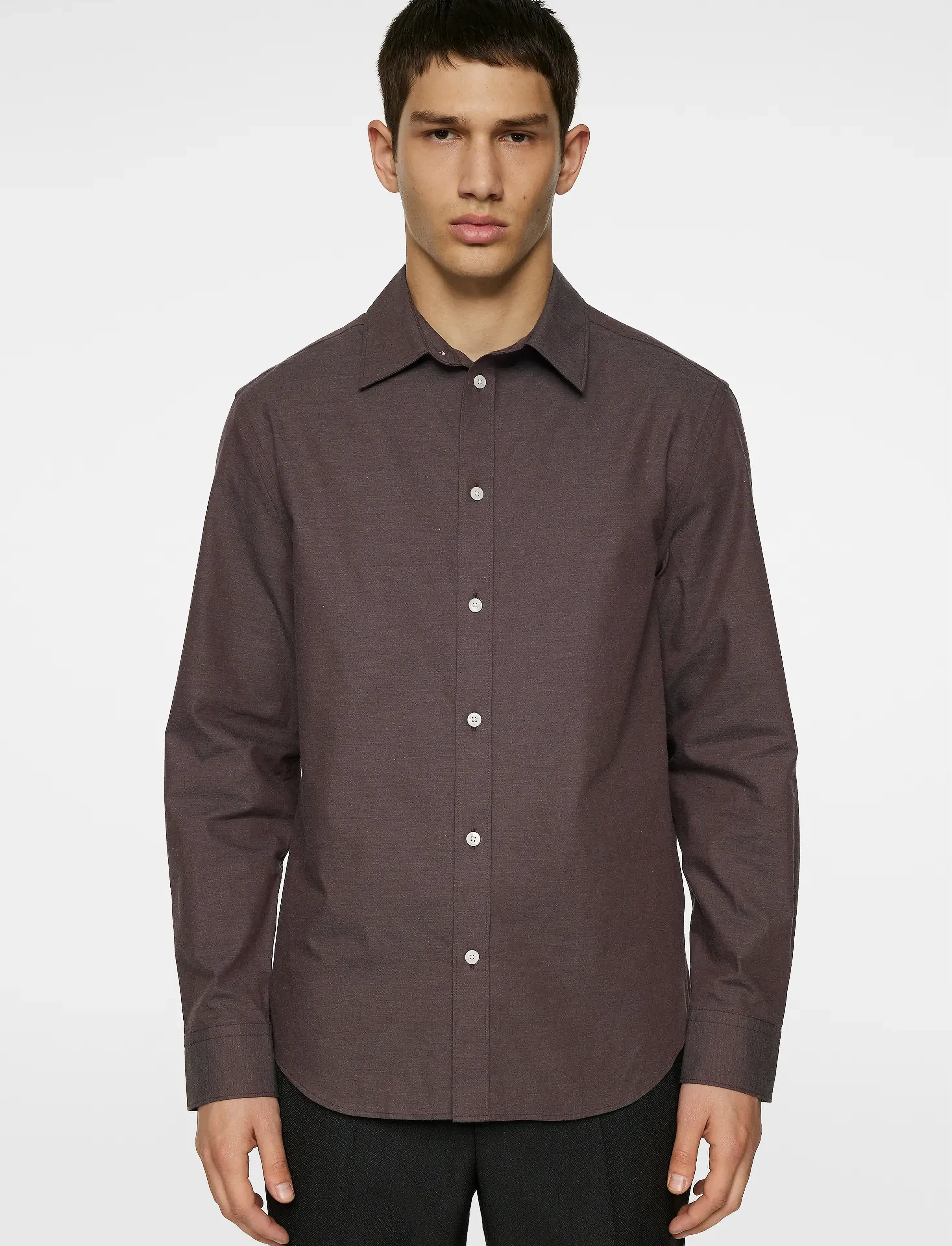 J. Lindeberg Slim Light Flannel Shirt - Skjorter - HUCKLEBERRY / burgundy