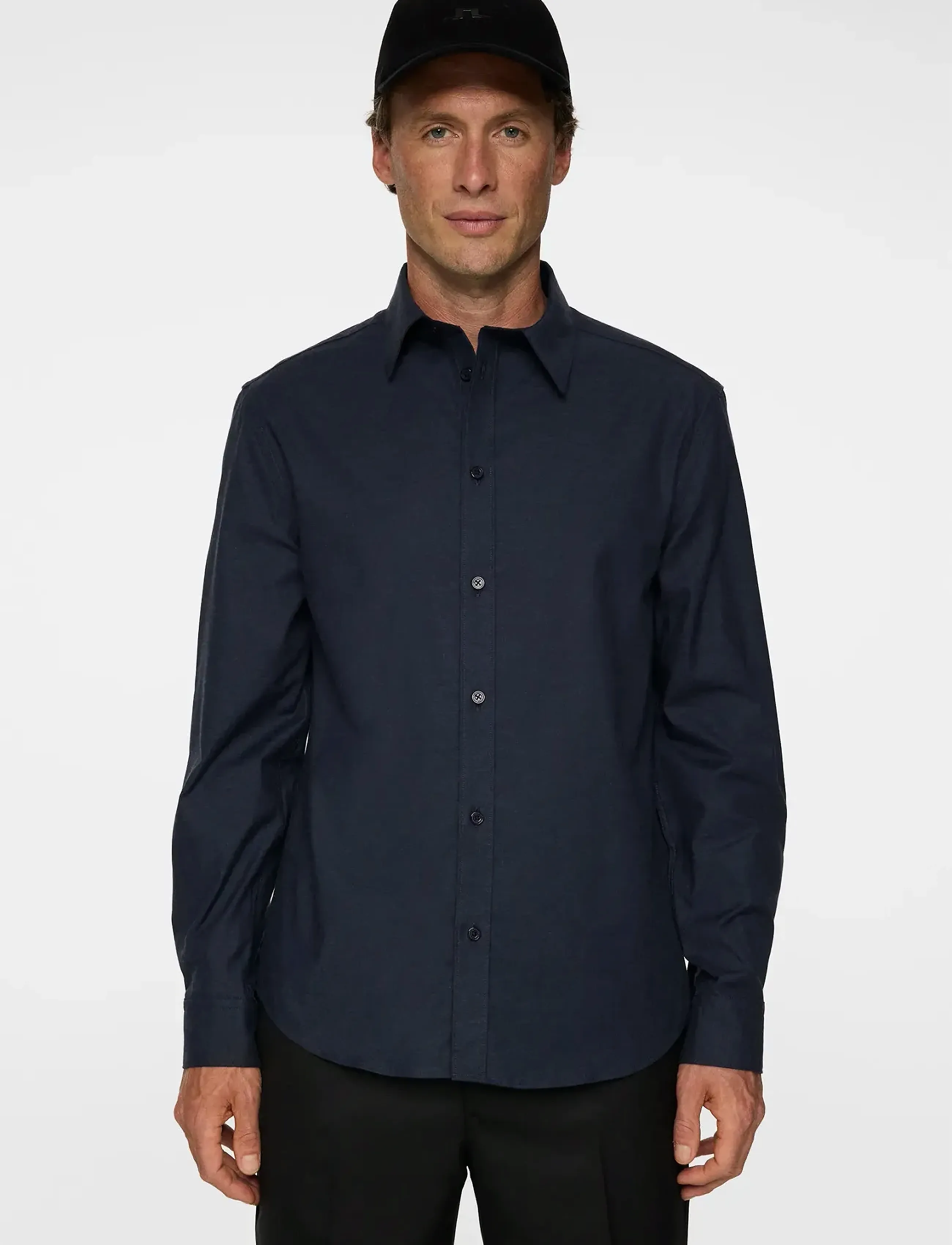 J. Lindeberg Slim Light Flannel Shirt, XL, Shirts, Marineblau - Casual Männerswear