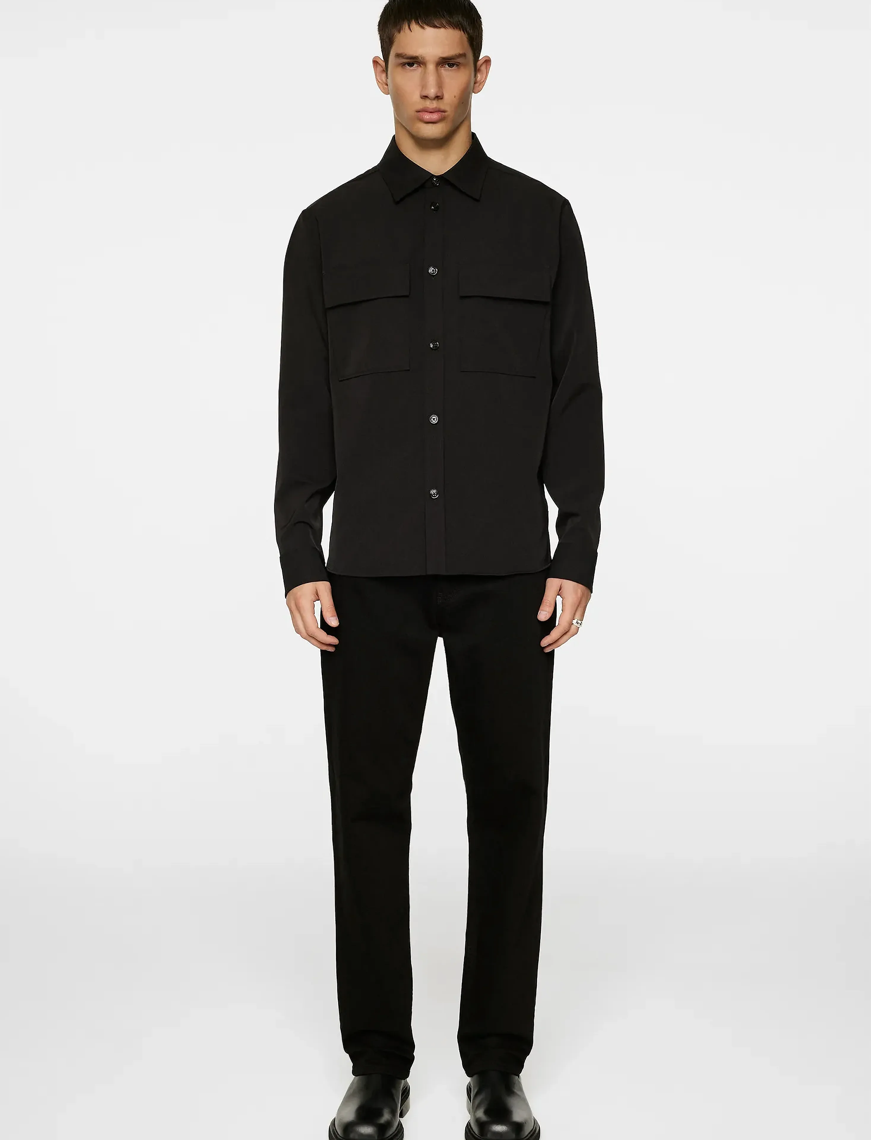 J. Lindeberg - Finnigan Tech Drape Shirt - casual shirts - black - 4