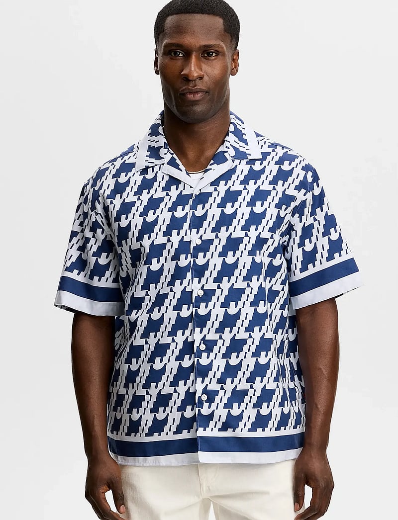 J. Lindeberg - Ellis Border Resort Shirt - basic skjorter - estate blue - 0