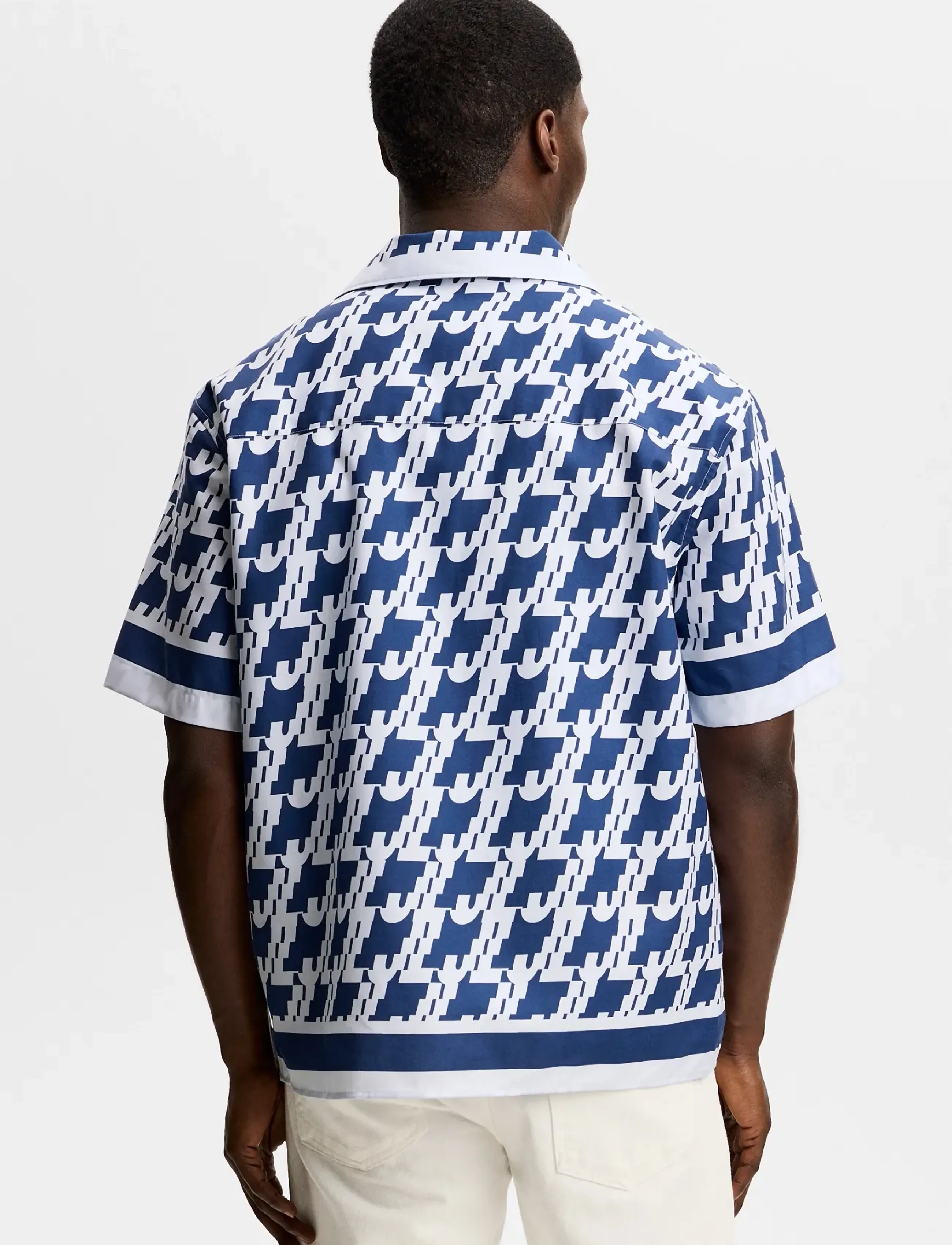 J. Lindeberg - Ellis Border Resort Shirt - tavalised t-särgid - estate blue - 2