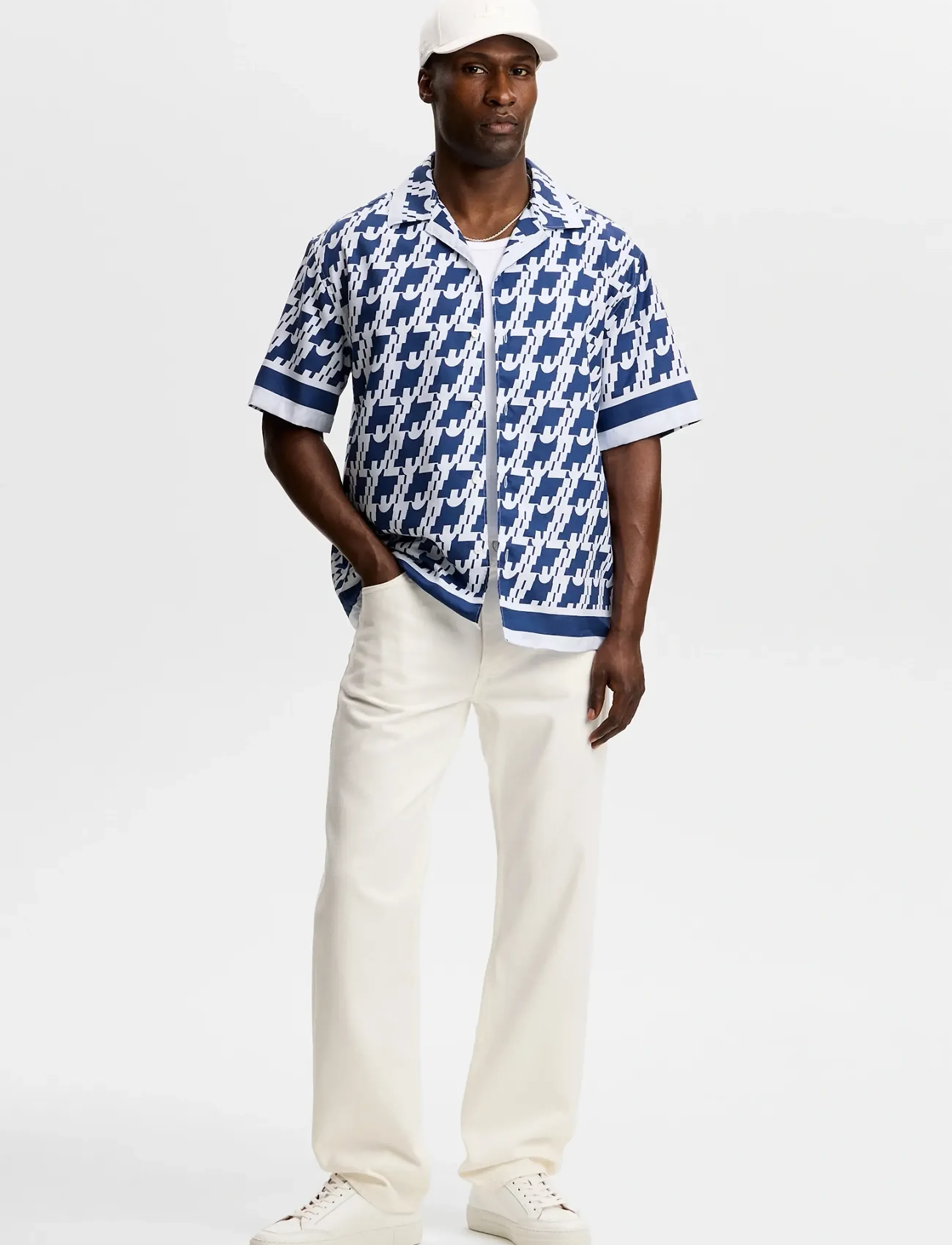 J. Lindeberg - Ellis Border Resort Shirt - tavalised t-särgid - estate blue - 3