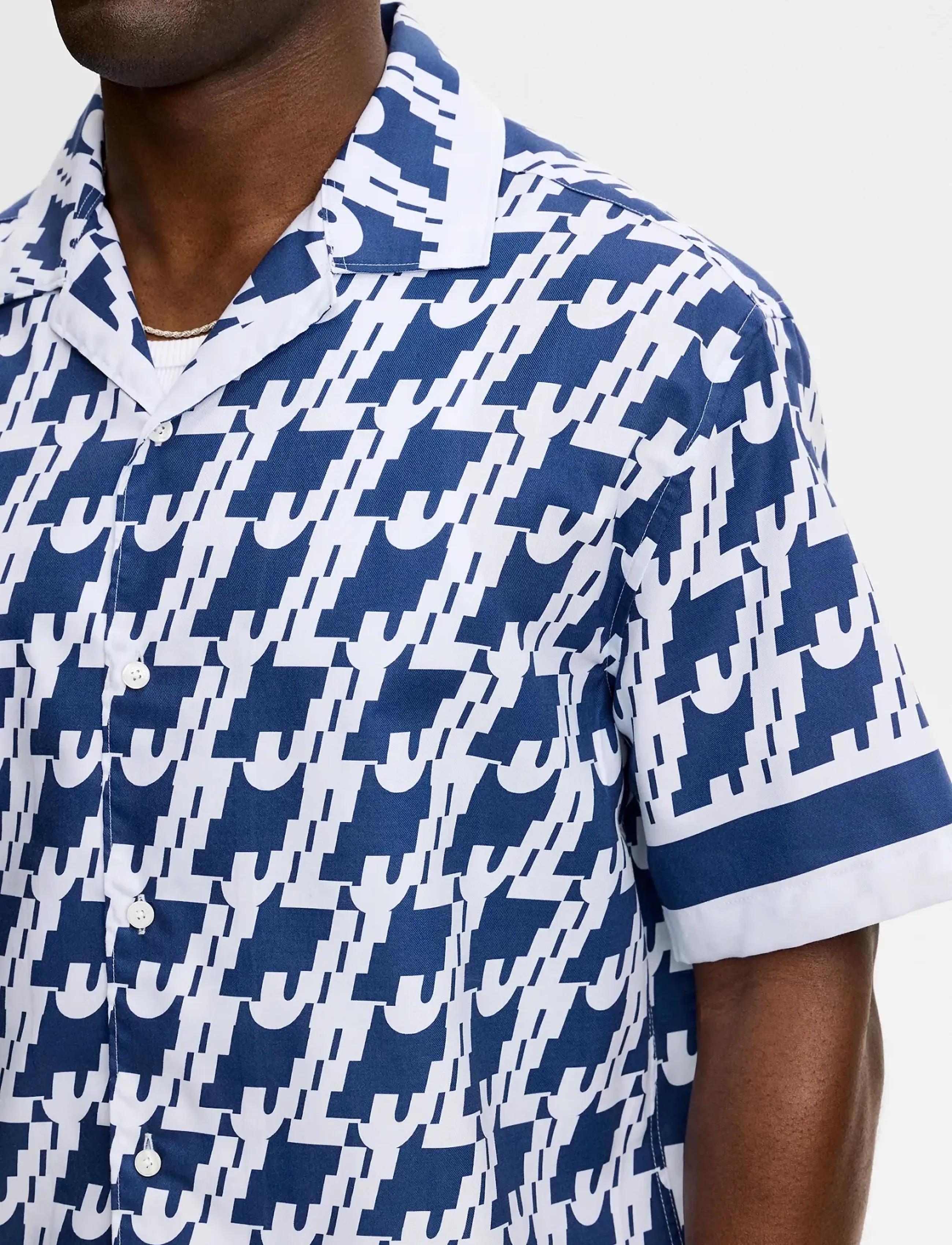 J. Lindeberg - Ellis Border Resort Shirt - tavalised t-särgid - estate blue - 4