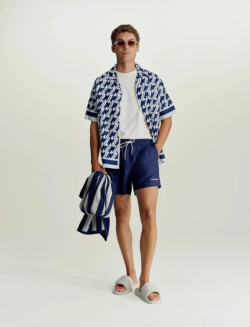 J. Lindeberg - Ellis Border Resort Shirt - basic skjorter - estate blue - 5