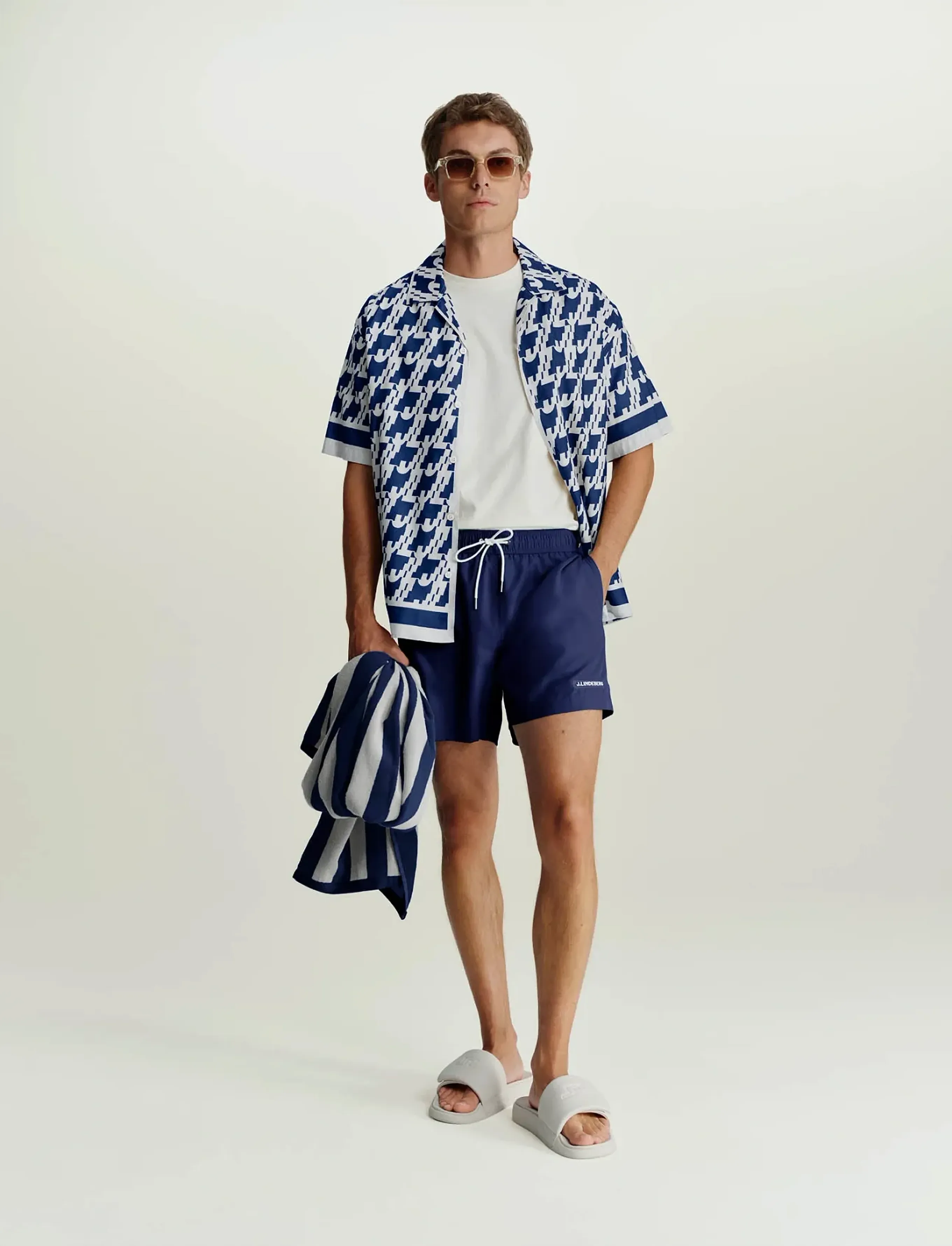 J. Lindeberg - Ellis Border Resort Shirt - tavalised t-särgid - estate blue - 5