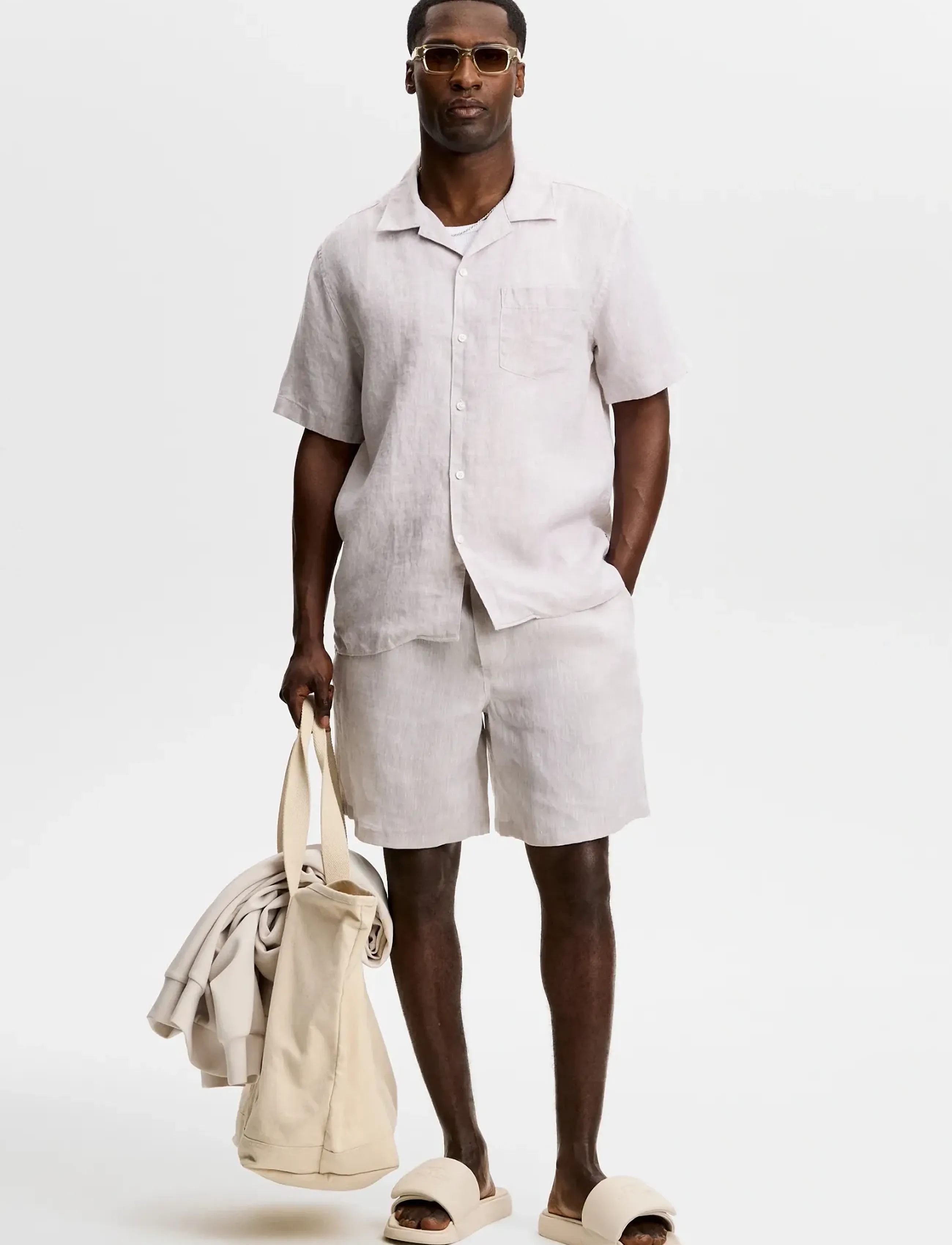 J. Lindeberg - Elio Linen Shirt - basic skjortor - moonbeam - 3