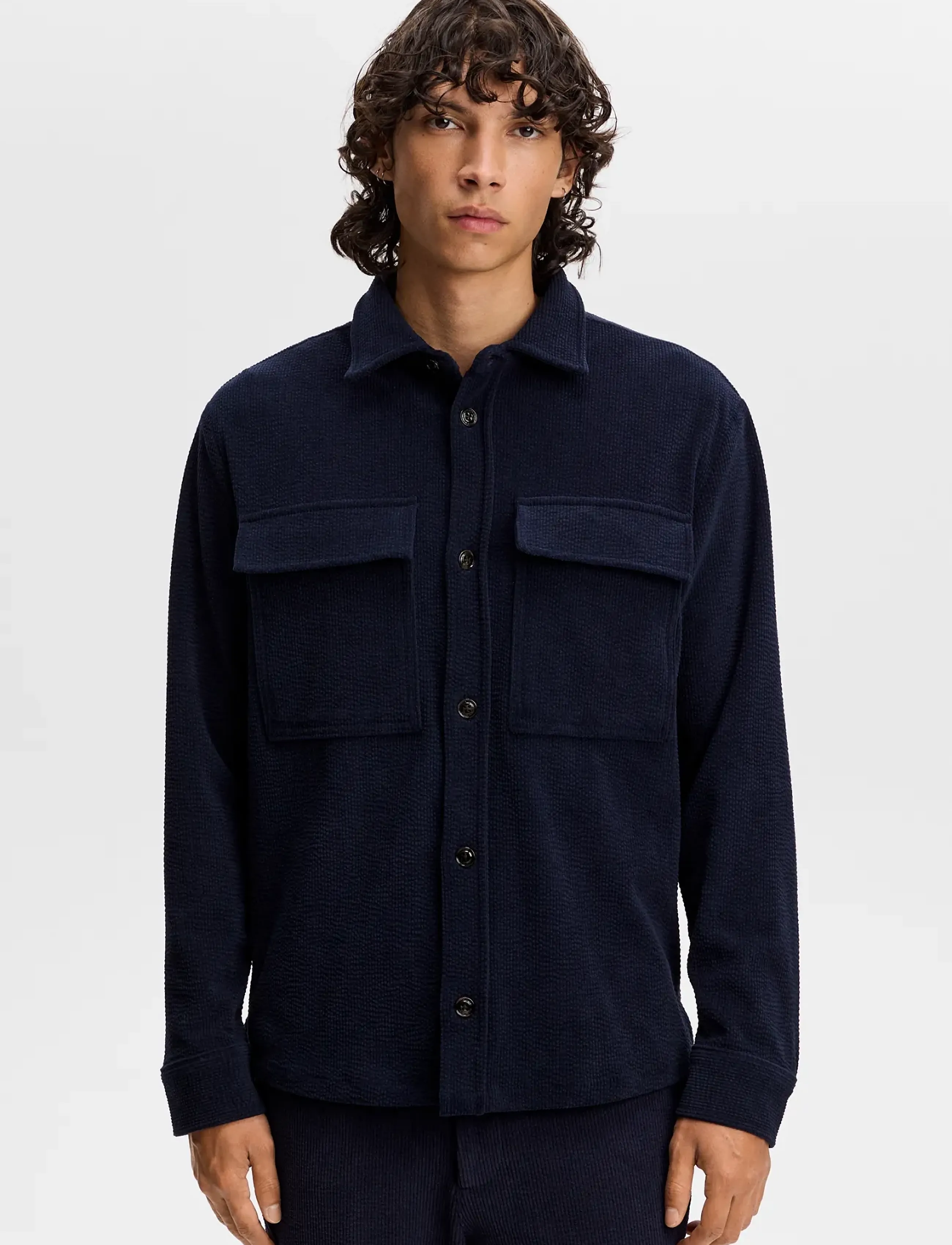 J. Lindeberg Finnigan Drape Cord Overshirt - Clothing - JL NAVY / navy