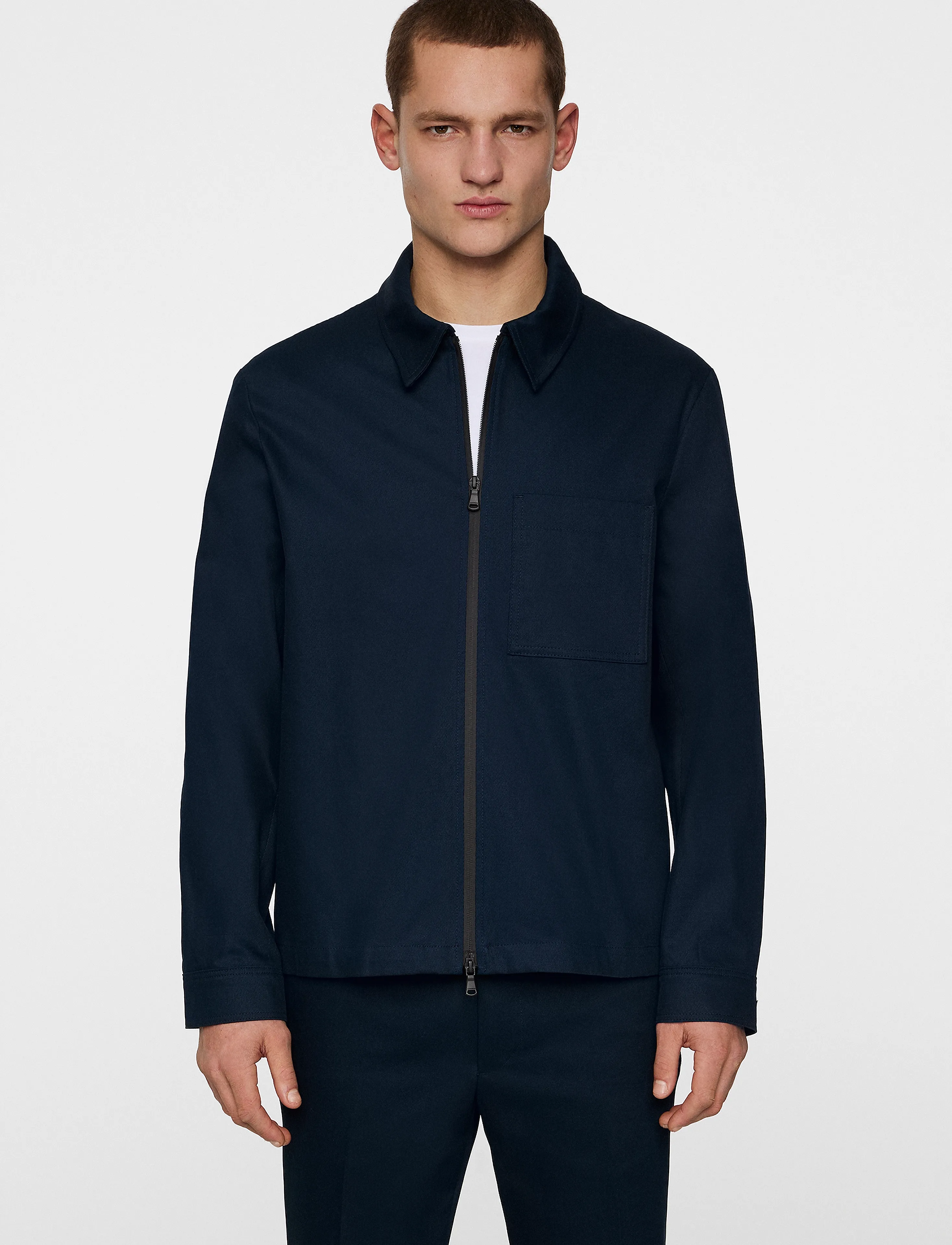 J. Lindeberg Julius Cotton Twill Overshirt, XXL, Navy, Designere > Overshirts, Herre