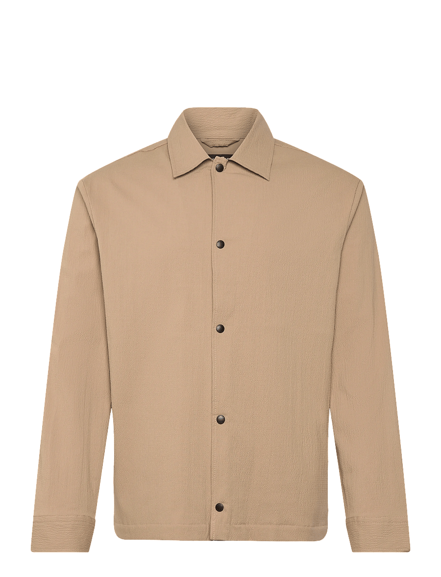 J. Lindeberg - Celian Seersucker Overshirt - frühlingsjacken - batique khaki - 1