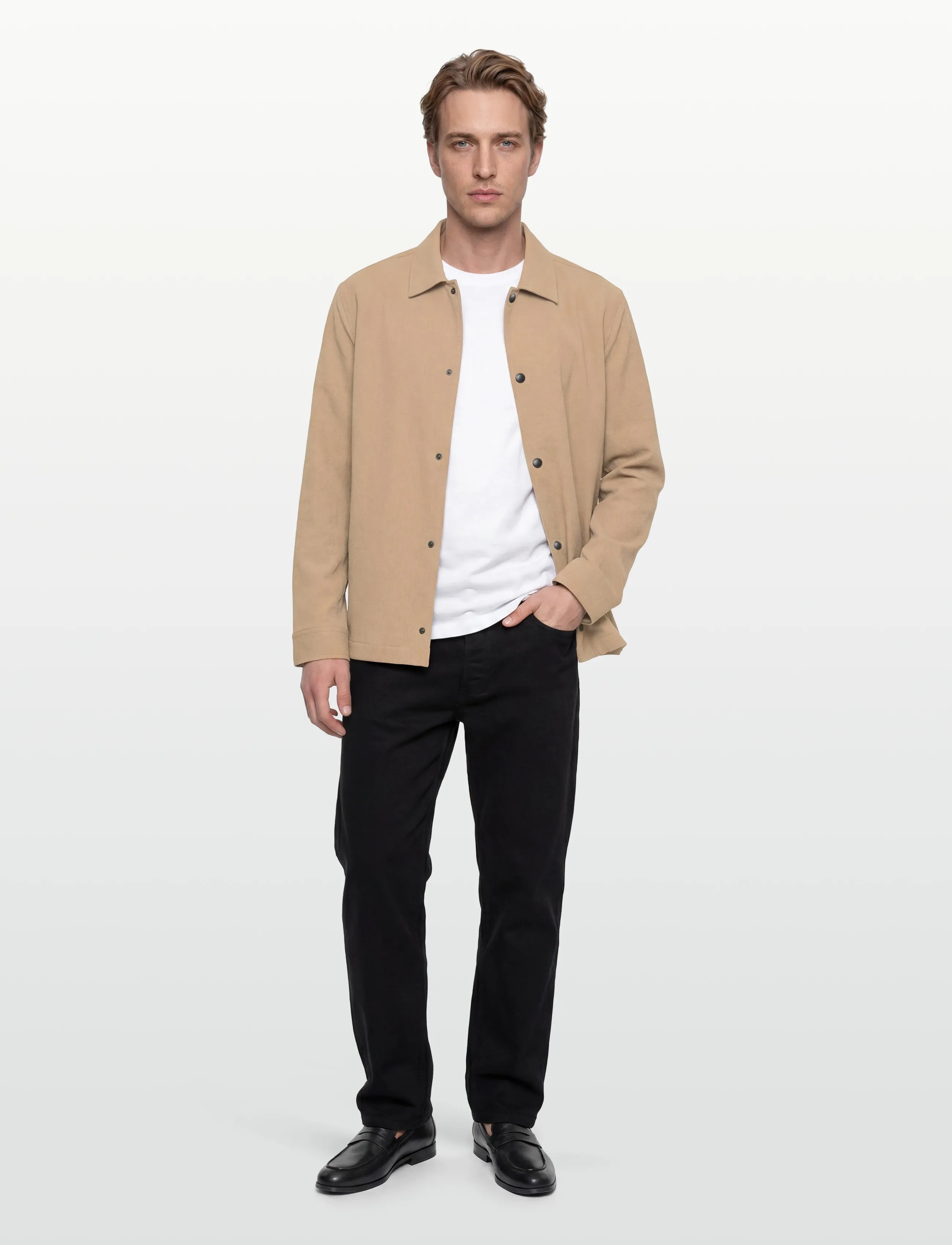 J. Lindeberg Celian Seersucker Overshirt, L, Beige, Designere > Overshirts, Herre
