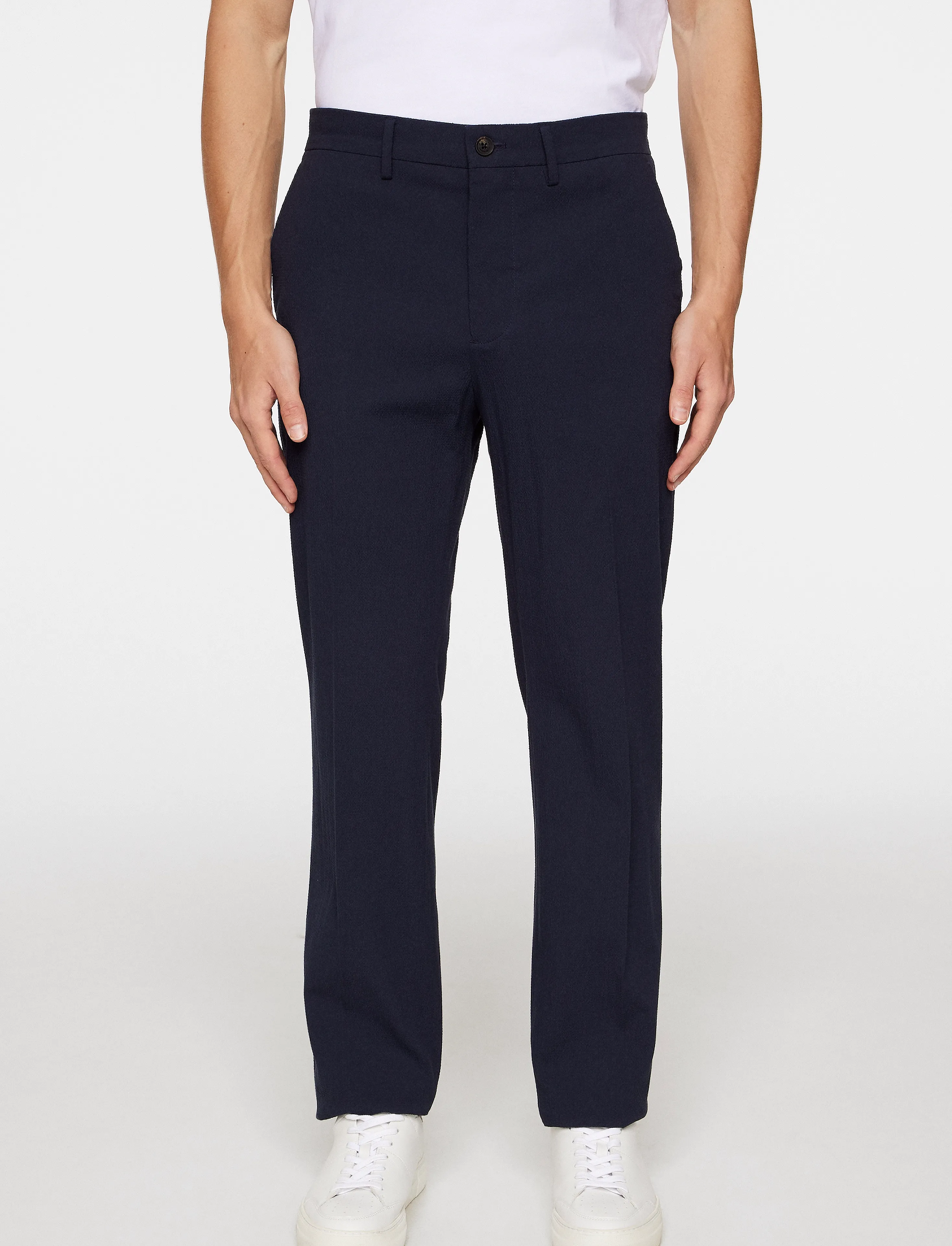 J. Lindeberg Dropper Seersucker Pants, 54 x 32, Trousers, Marineblau - Formal, Männerswear