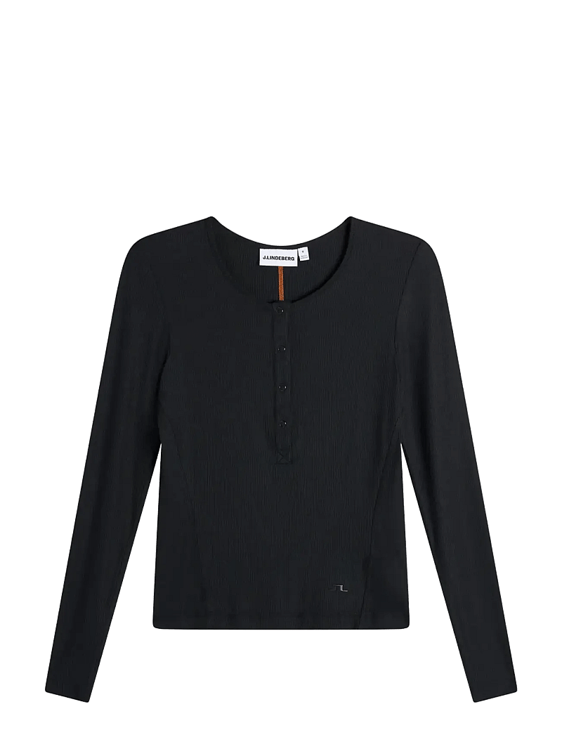J. Lindeberg - SANNA RIB HENLEY LS - langærmede toppe - black - 1
