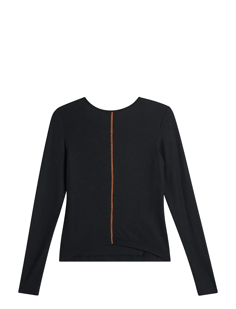 J. Lindeberg - SANNA RIB HENLEY LS - langærmede toppe - black - 2