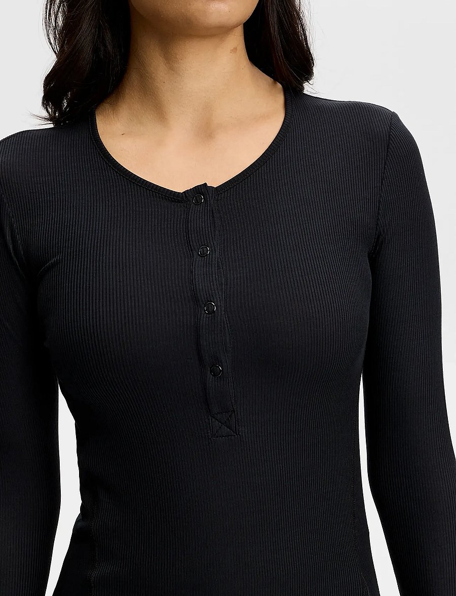 J. Lindeberg - SANNA RIB HENLEY LS - pitkähihaiset paidat - black - 5
