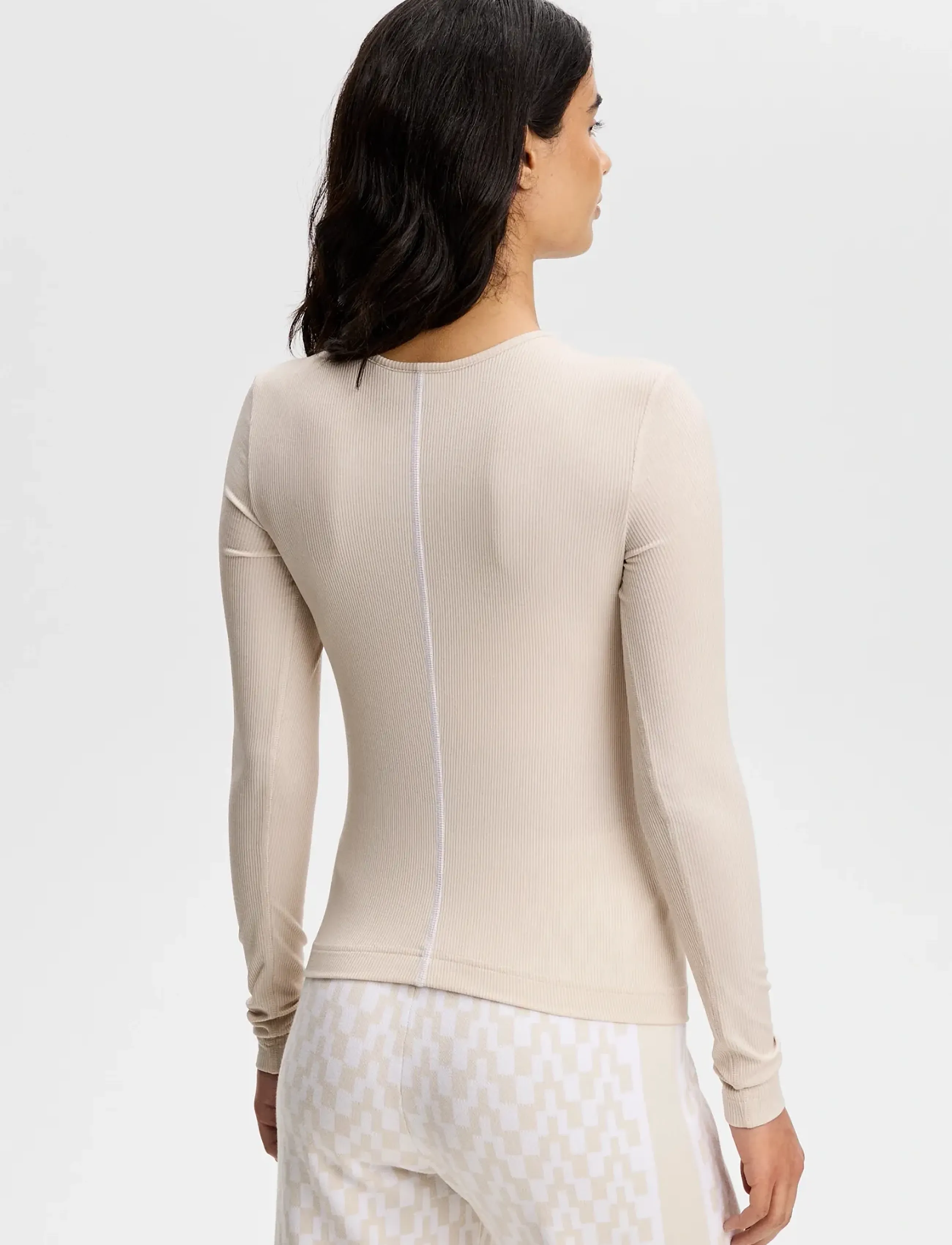 J. Lindeberg Sanna Rib Henley Ls, M, Cream, T-Shirts & Toppe > Langærmede, Dame