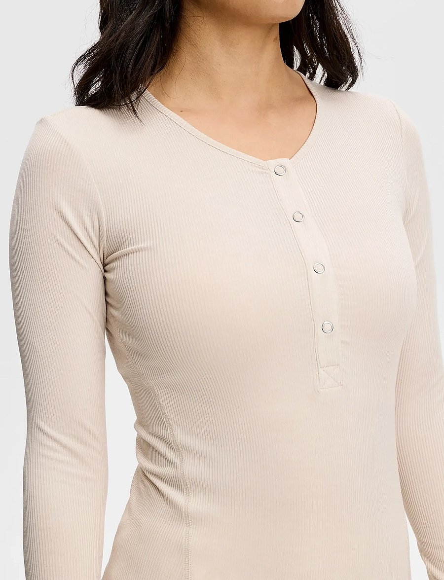 J. Lindeberg - SANNA RIB HENLEY LS - topy z długimi rękawami - moonbeam - 2
