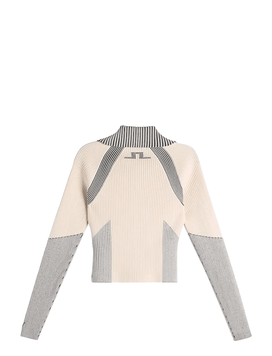 J. Lindeberg - Terri Contrast Rib Zip Sweater - colleget - moonbeam - 2