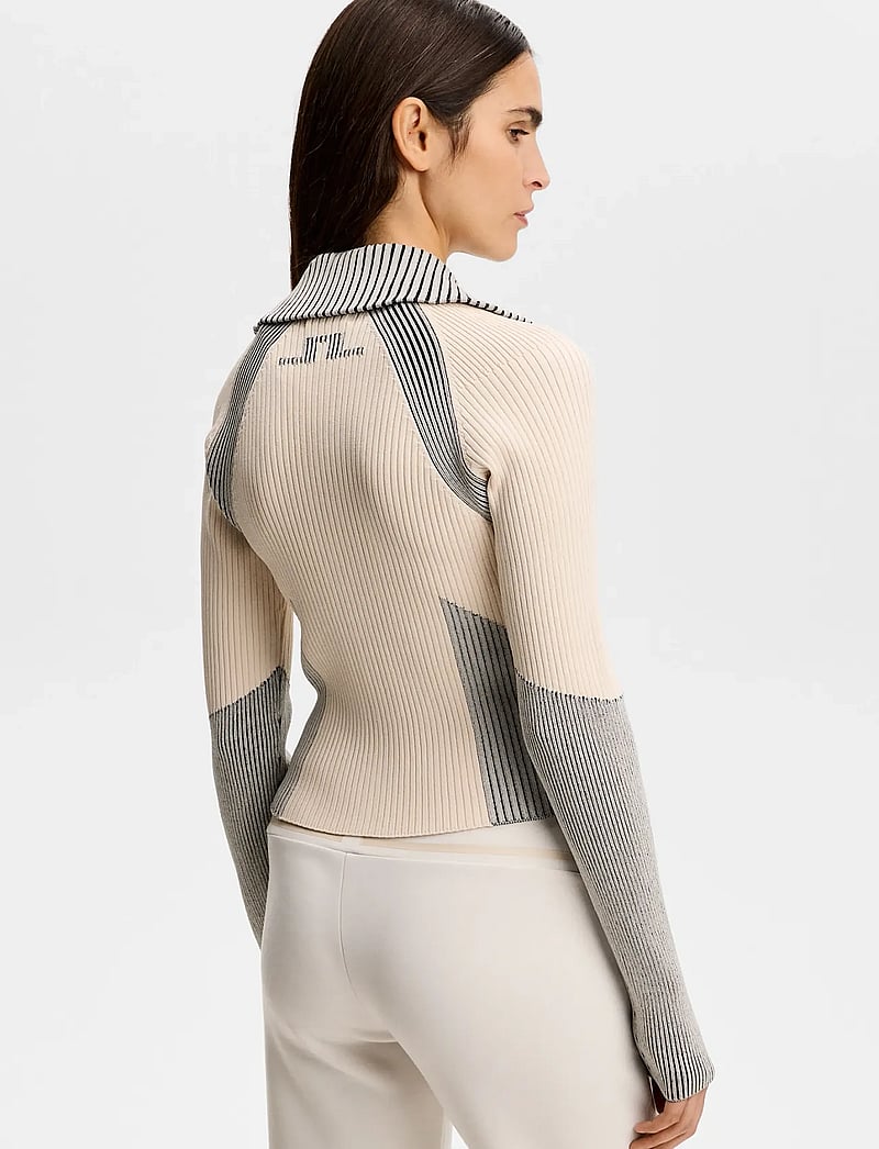 J. Lindeberg - Terri Contrast Rib Zip Sweater - sweatshirts - moonbeam - 3