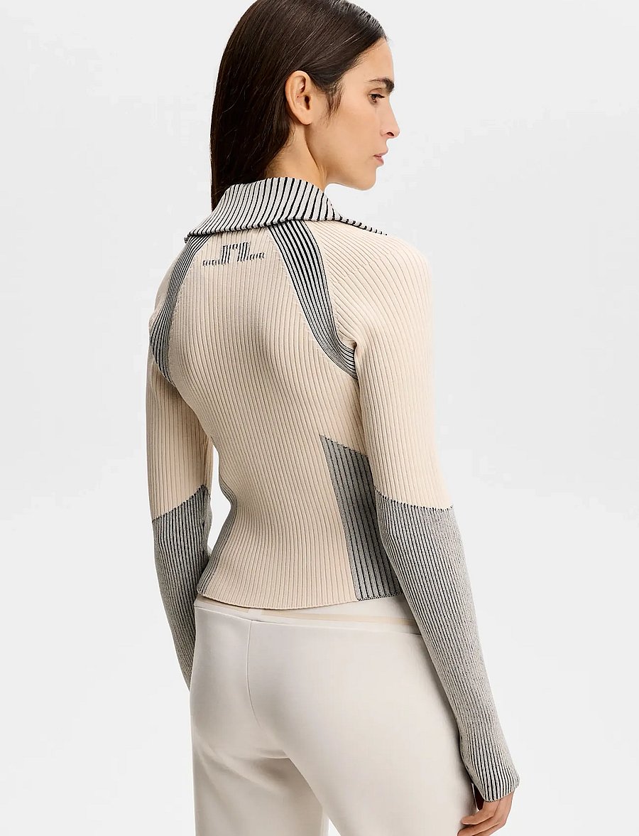 J. Lindeberg - Terri Contrast Rib Zip Sweater - colleget - moonbeam - 3