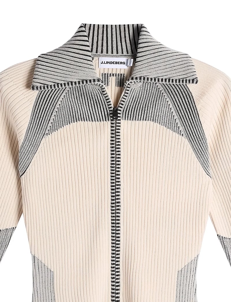 J. Lindeberg - Terri Contrast Rib Zip Sweater - sweatshirts - moonbeam - 5