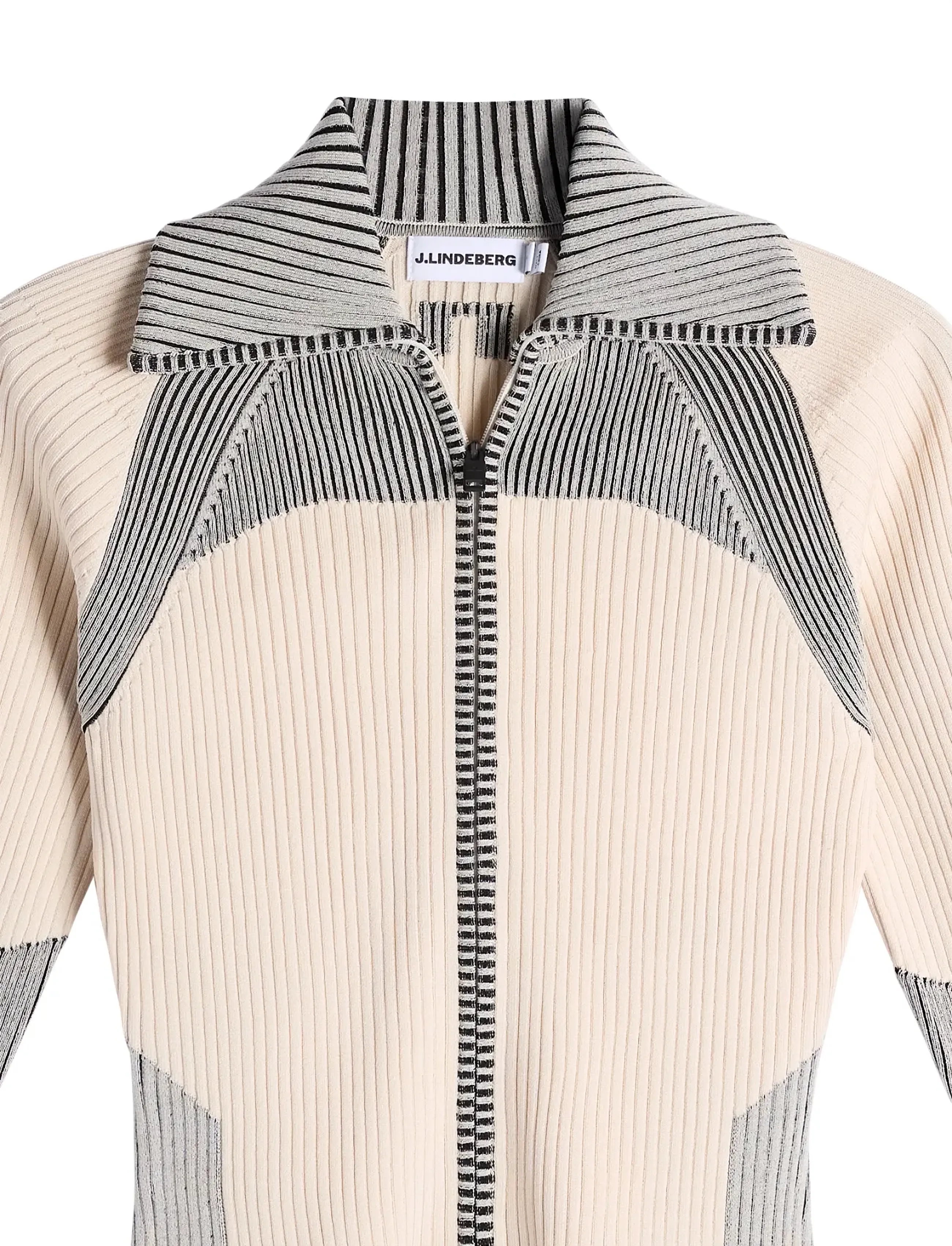 J. Lindeberg - Terri Contrast Rib Zip Sweater - sweatshirts - moonbeam - 5