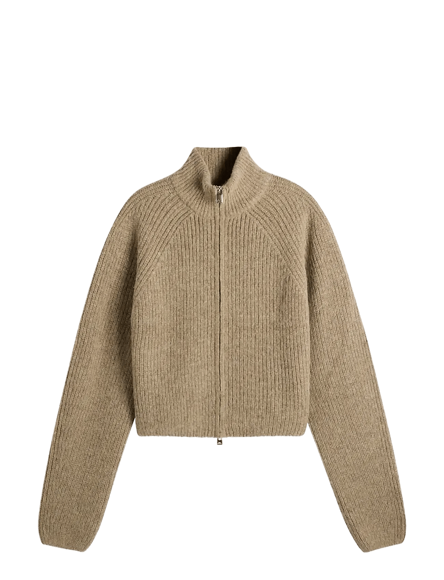J. Lindeberg - WHITNEY RIB KNIT FULL ZIP - crop tops - brindle - 1