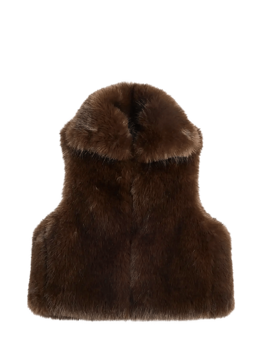 J. Lindeberg - DARIA FAUX FUR BALL VEST - fleece & teddy vests - seal brown - 0