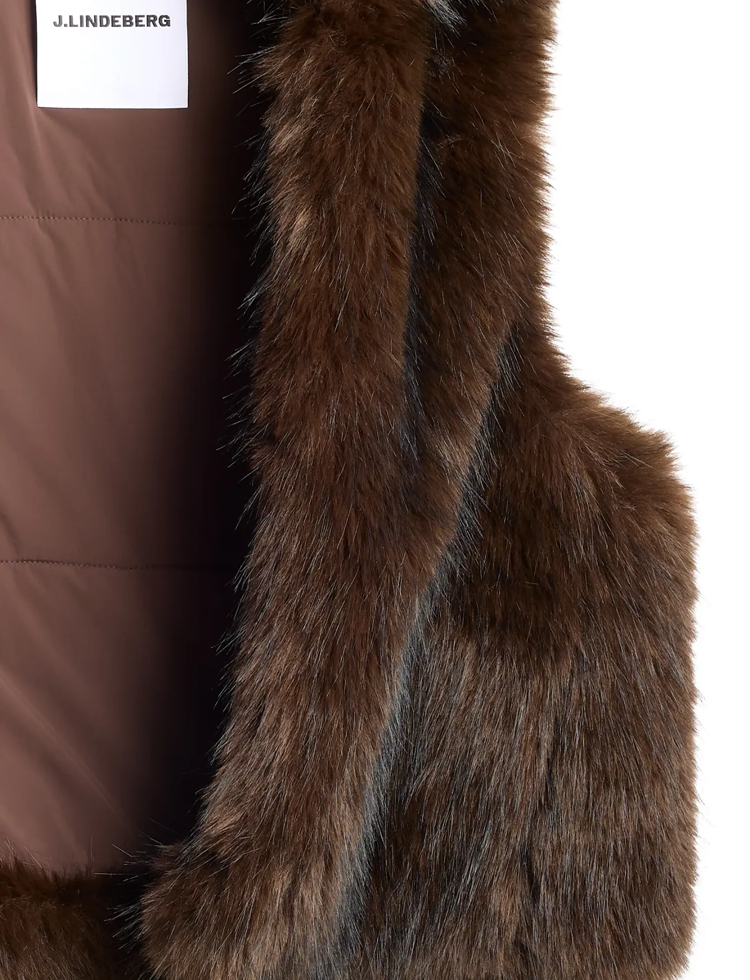 J. Lindeberg - DARIA FAUX FUR BALL VEST - fleece & teddy vests - seal brown - 3
