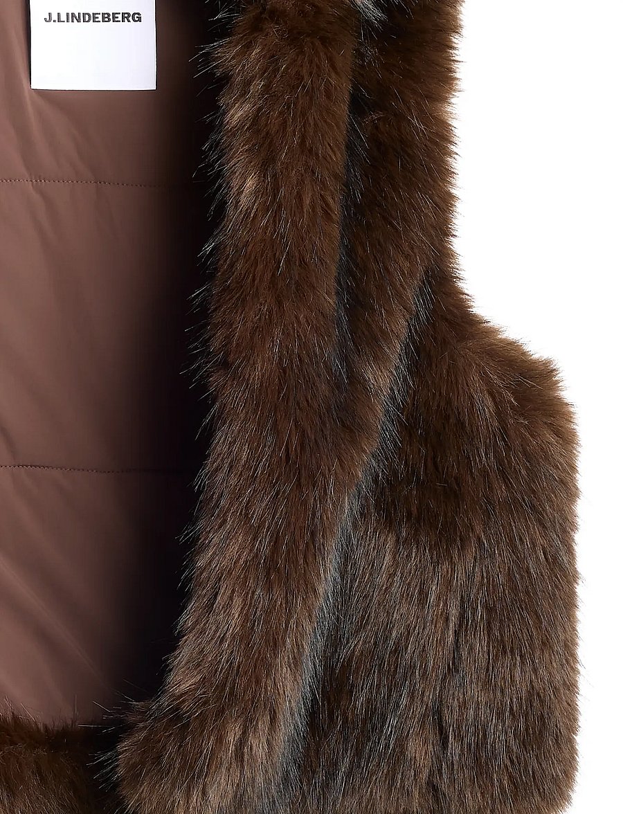 J. Lindeberg - DARIA FAUX FUR BALL VEST - fleece & teddy vests - seal brown - 3