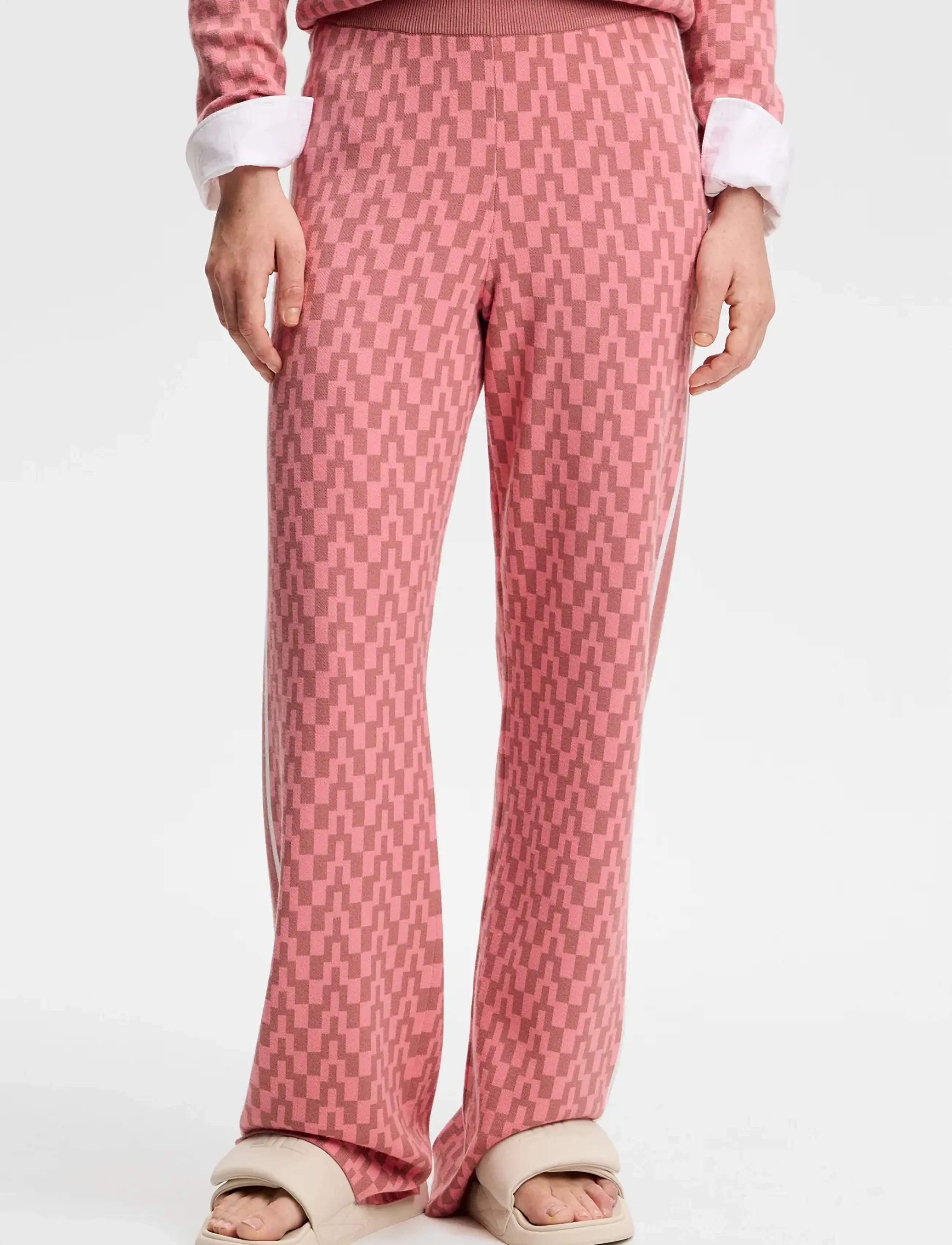 J. Lindeberg KERA KNITTED JACQUARD PANT - Housut - BRIDGE STACK ROSE M / pink/rose