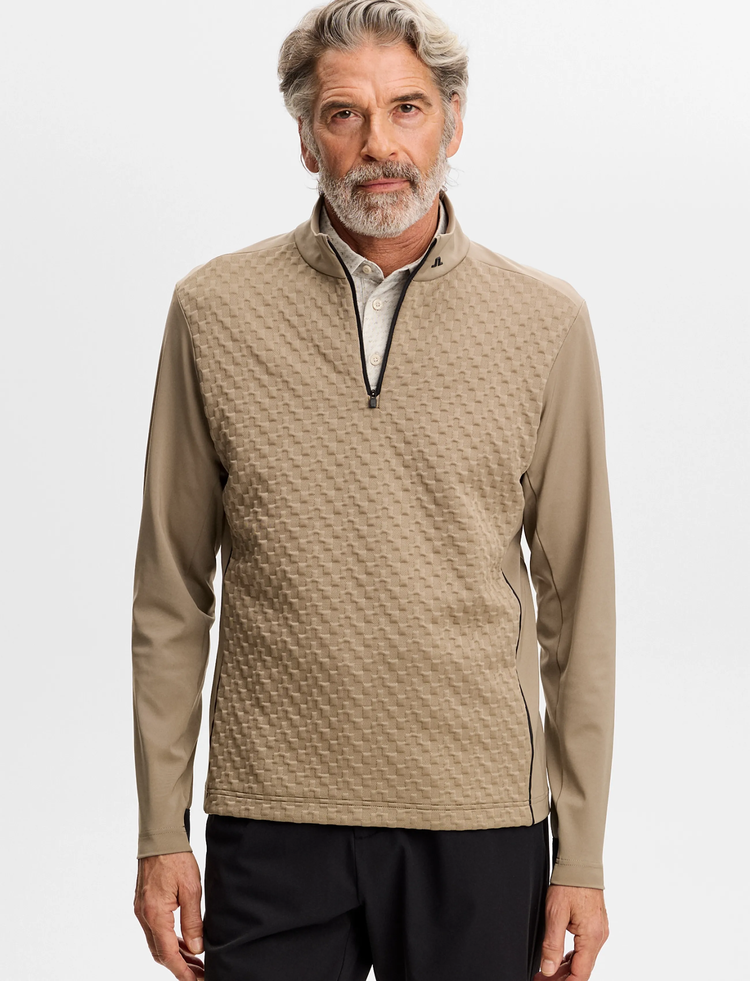 J. Lindeberg LASSY QUARTER ZIP MID LAYER - J.Lindeberg - BRINDLE / beige