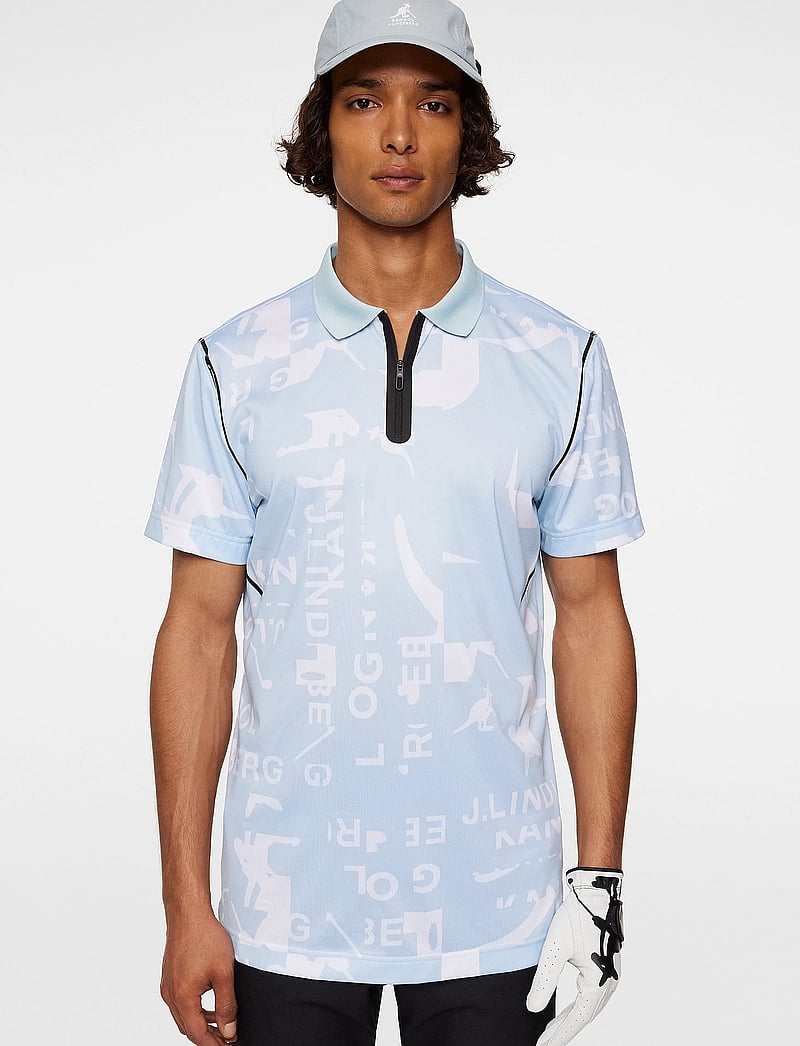 J. Lindeberg - Miro Print Polo - alussärgid ja t-särgid - jl kangol wintersky white m - 0