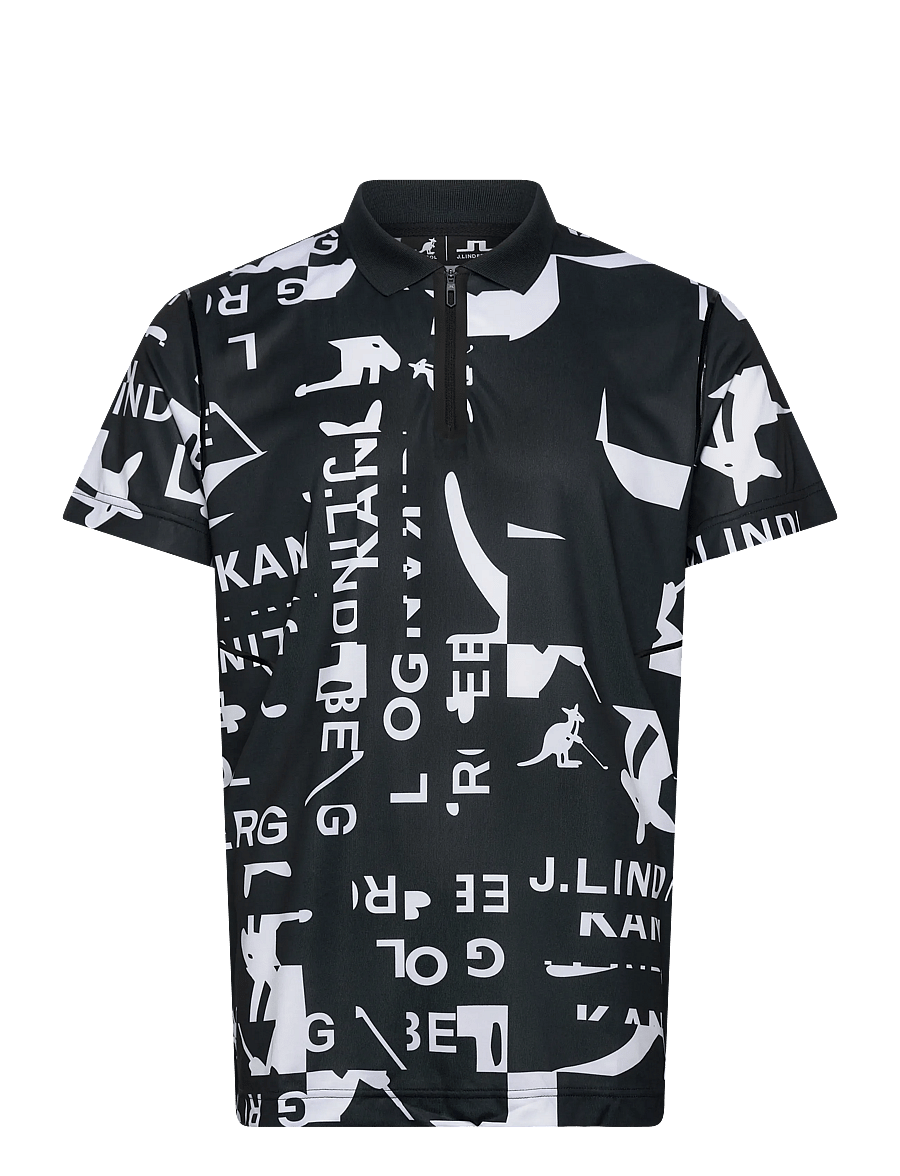 J. Lindeberg - Miro Print Polo - jl kangol black white m - 1