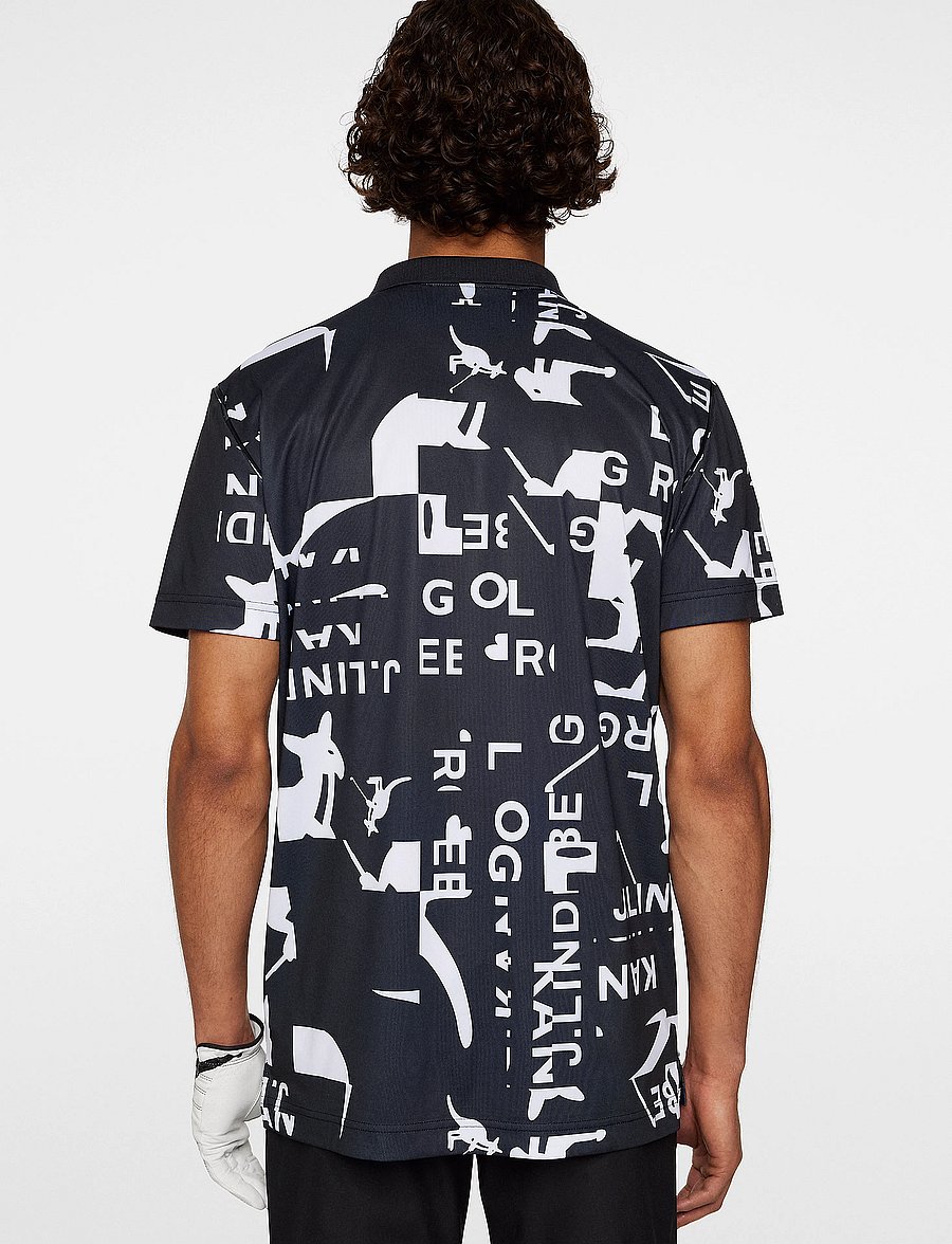J. Lindeberg - Miro Print Polo - jl kangol black white m - 3