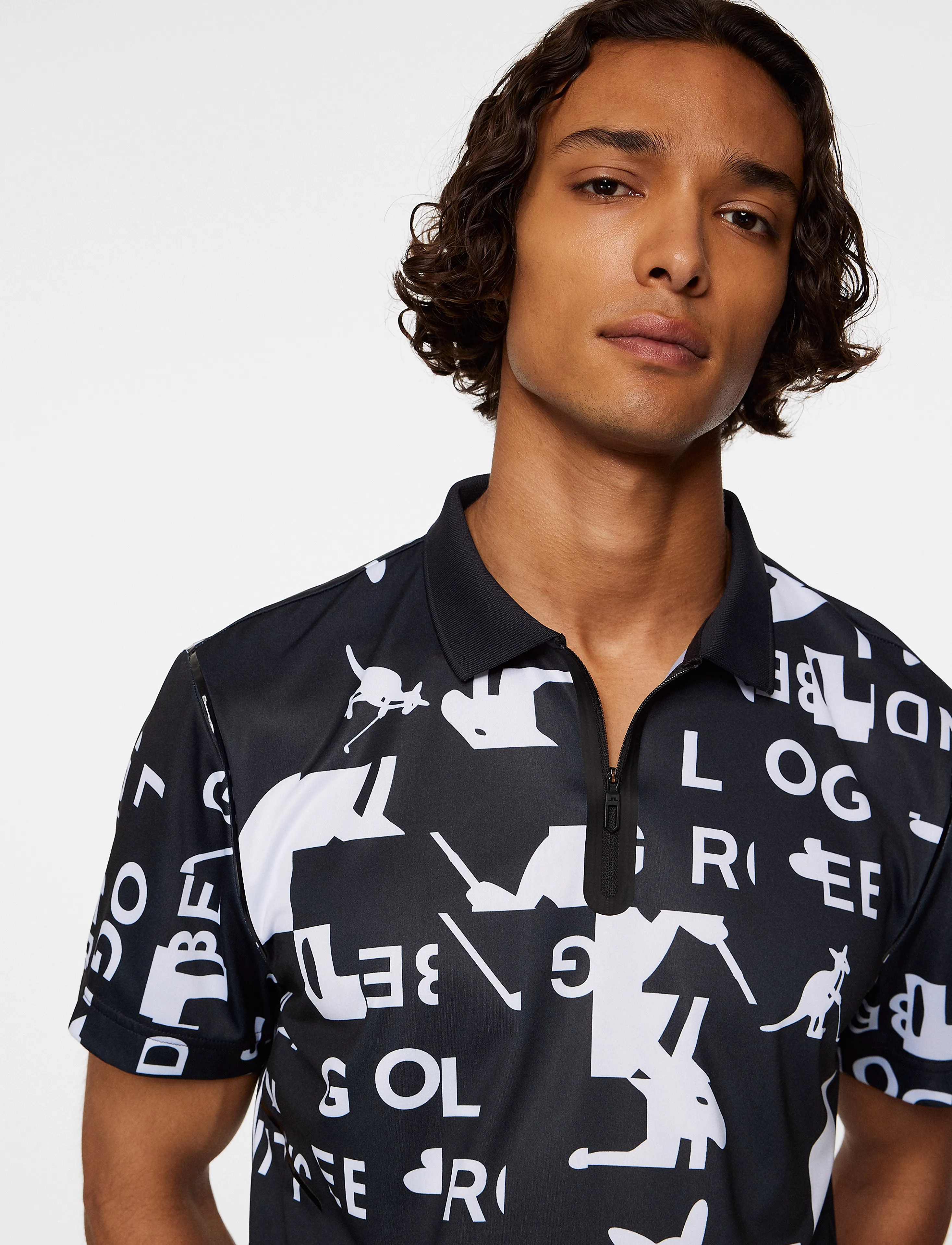 J. Lindeberg - Miro Print Polo - jl kangol black white m - 5