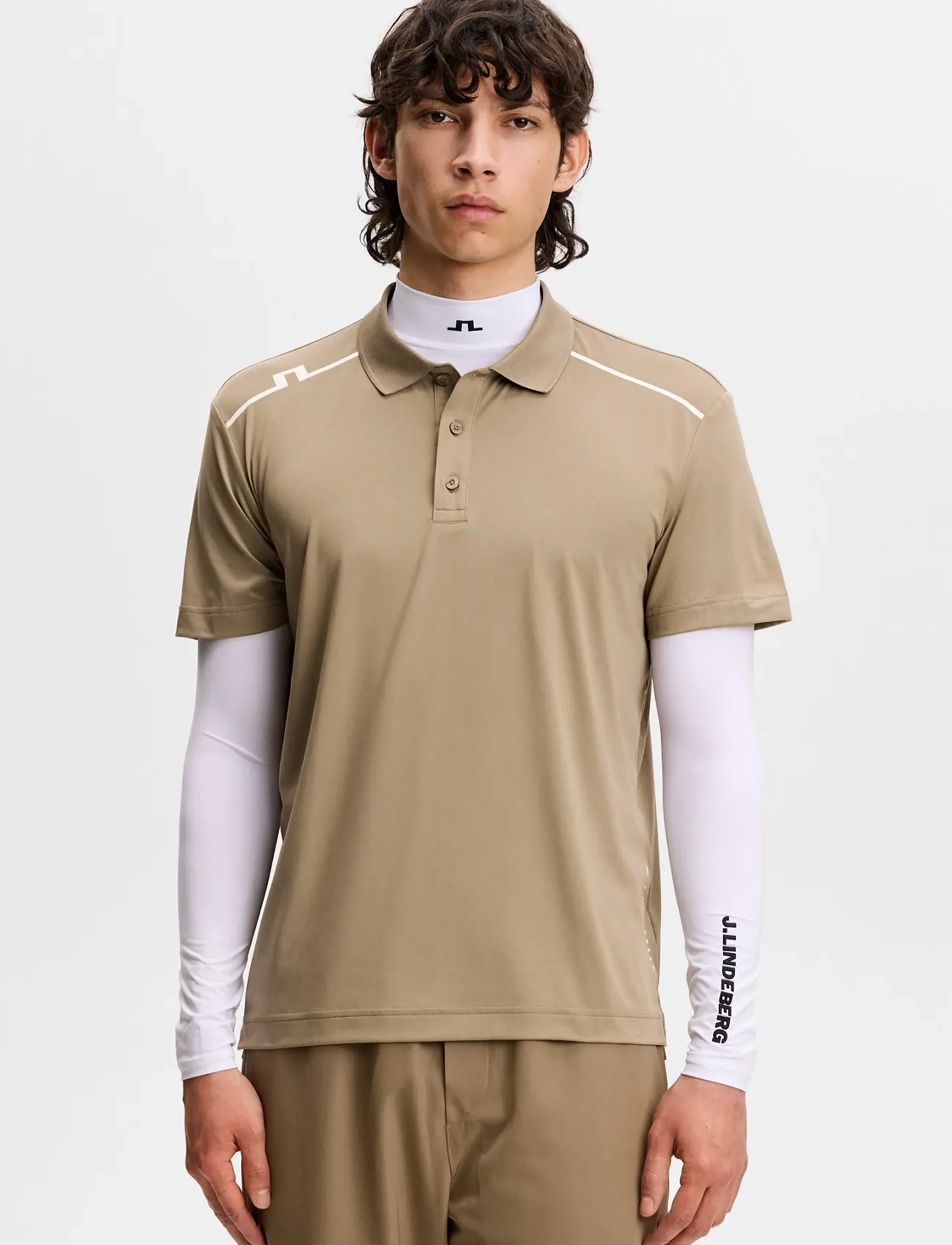 J. Lindeberg Lionel Polo, L, Sport Polos, Beige - Short-sleeved Männerswear