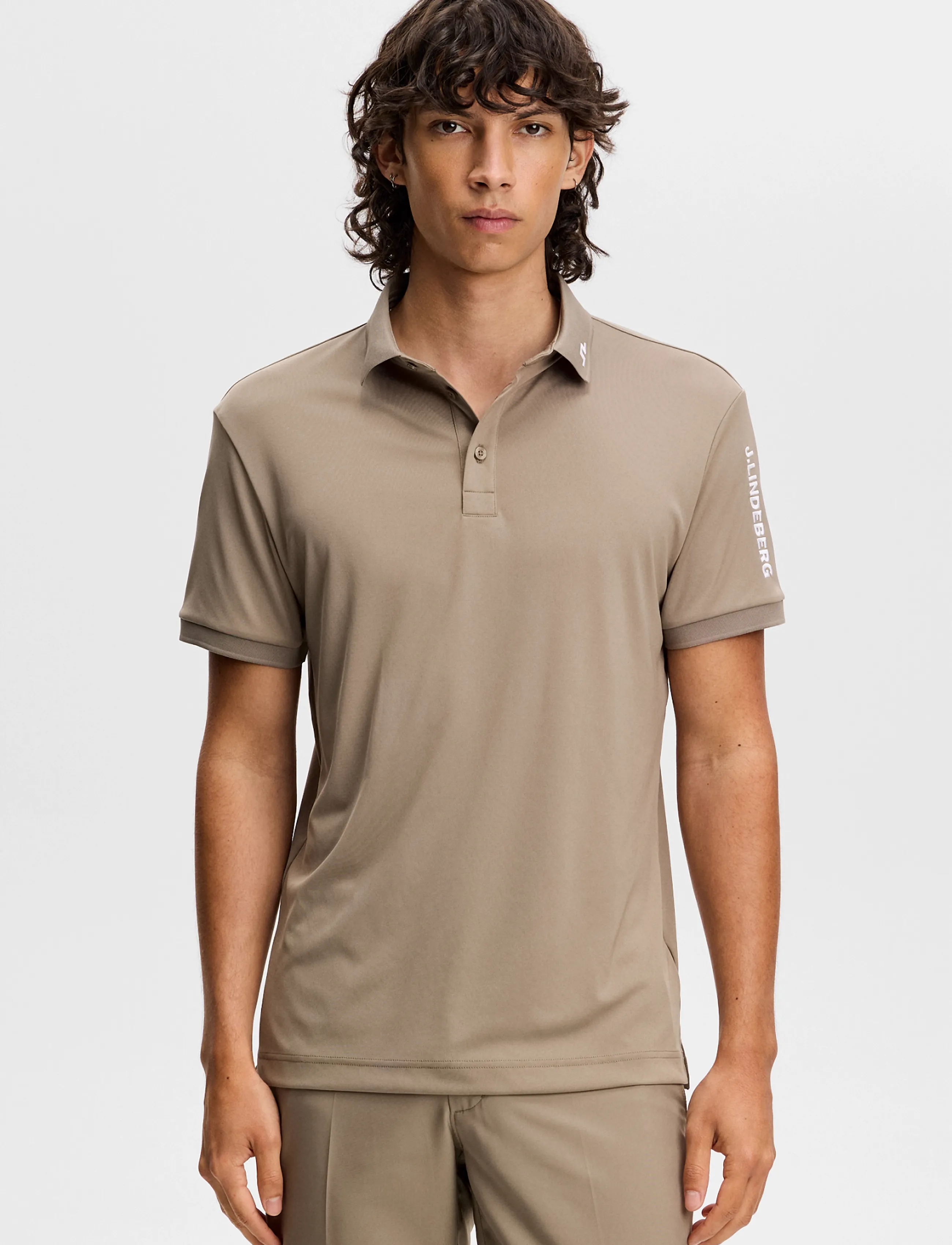 J. Lindeberg Tour Tech Polo, M, Beige, Sport Polos > Sport Short-sleeved Polos, Herre