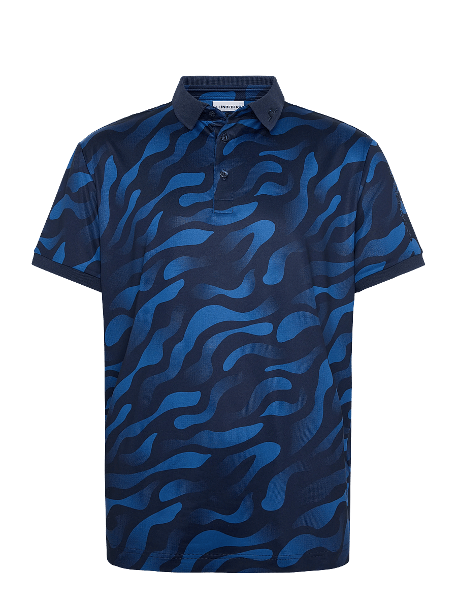 J. Lindeberg - TOUR TECH PRINT POLO - oberteile & t-shirts - bunker fade navy set m - 0