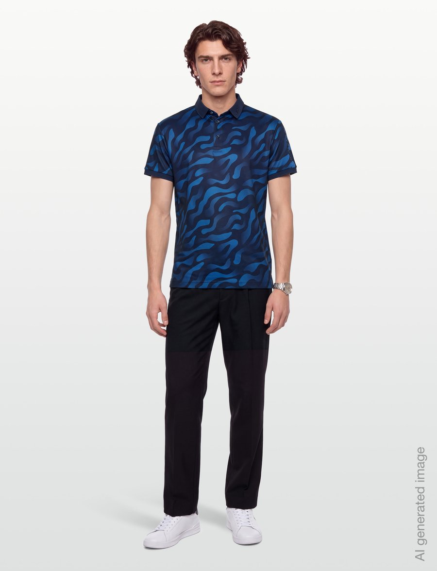 J. Lindeberg - Tour Tech Print Polo - oberteile & t-shirts - bunker fade navy set m - 0