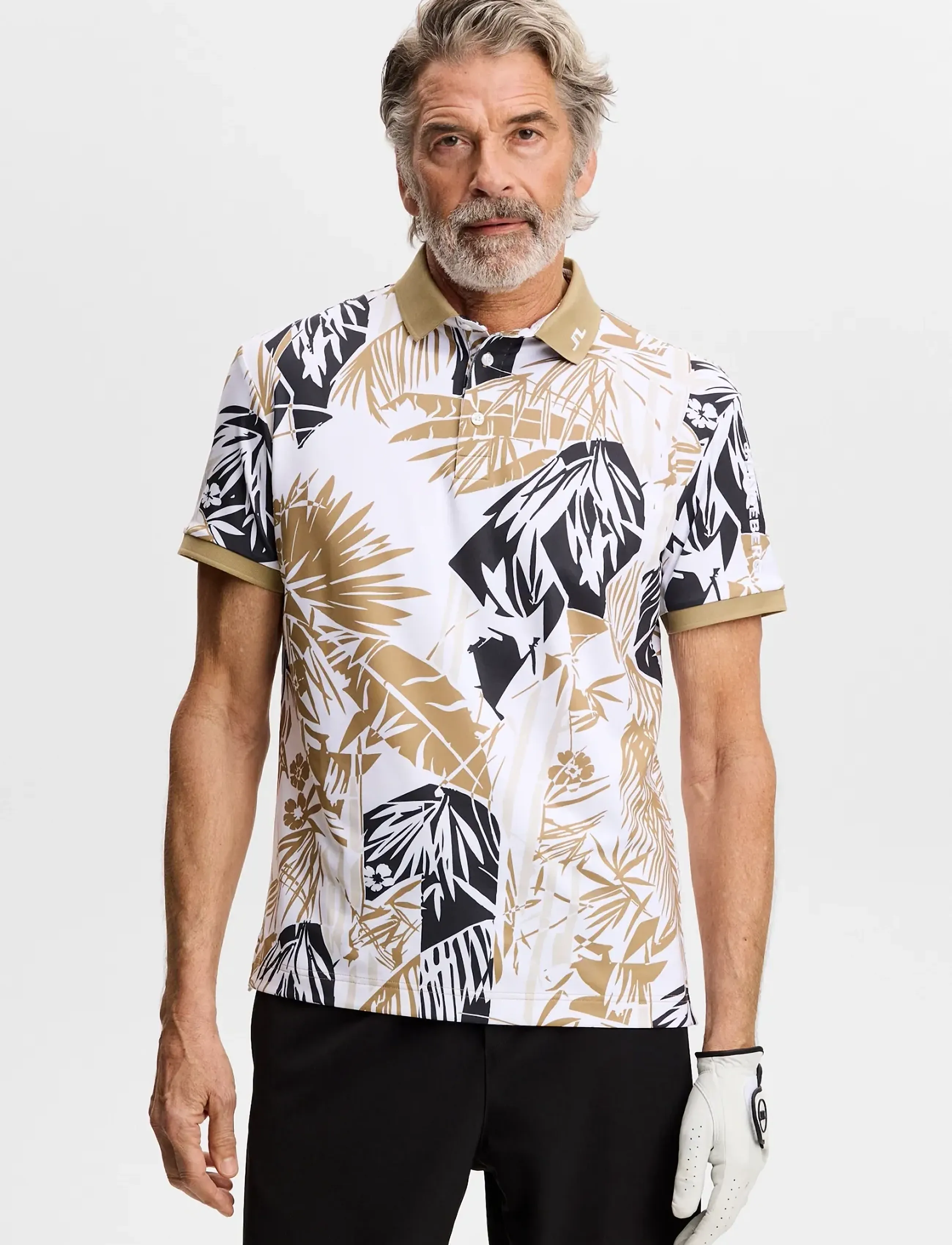 J. Lindeberg Tour Tech Print Polo - Pikéer - GROVE KELP L / white