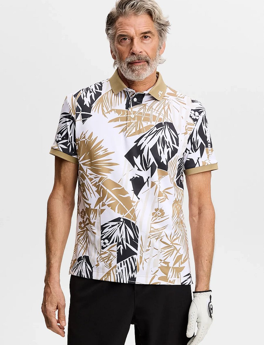 J. Lindeberg - Tour Tech Print Polo - toppe & t-shirts - grove kelp l - 0