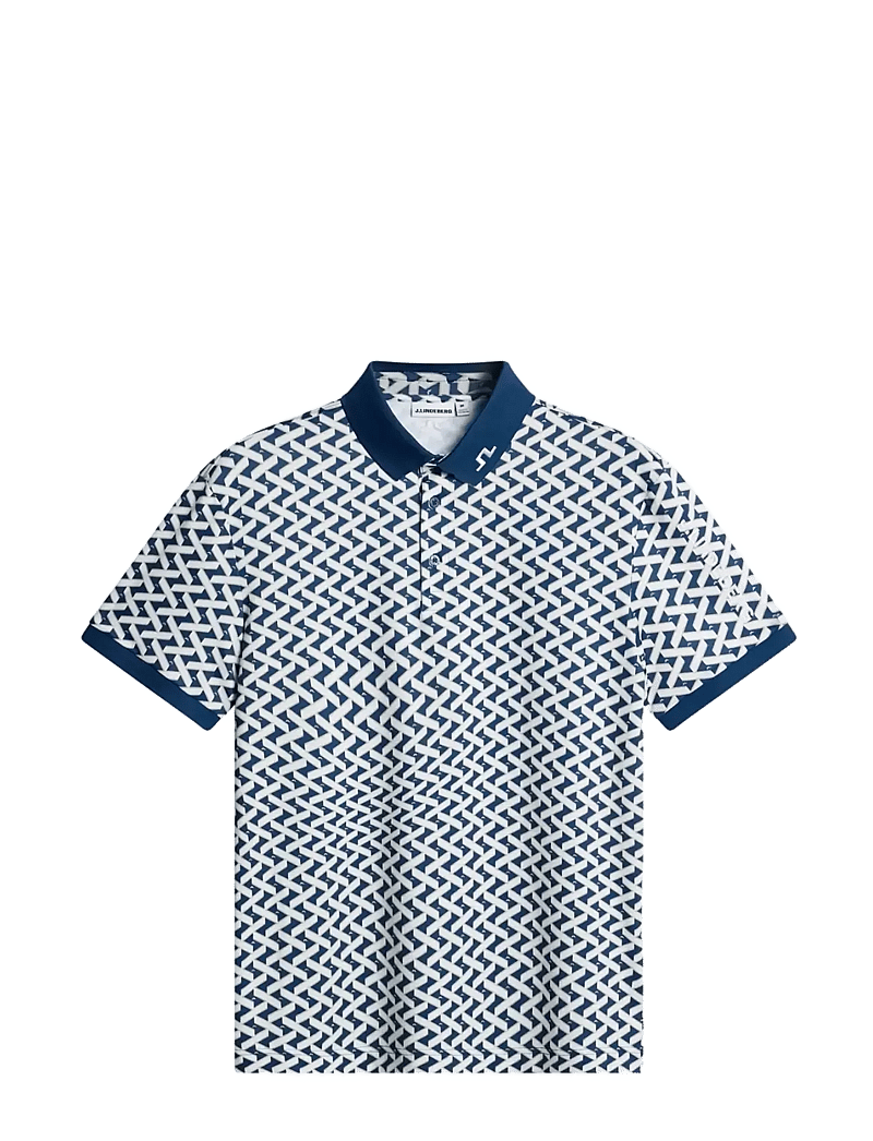 J. Lindeberg - Tour Tech Print Polo - oberteile & t-shirts - ladder estate white s - 1
