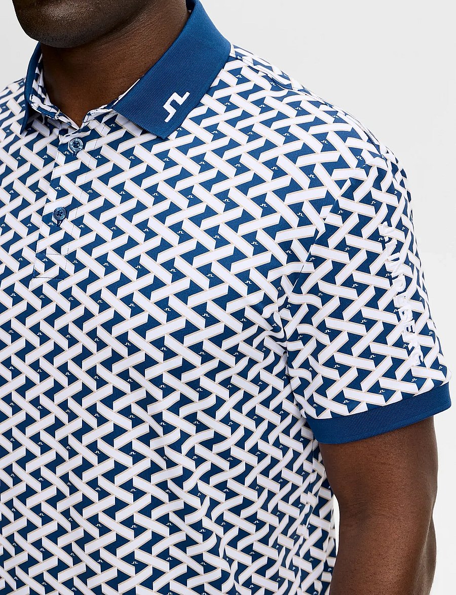 J. Lindeberg - Tour Tech Print Polo - alussärgid ja t-särgid - ladder estate white s - 4