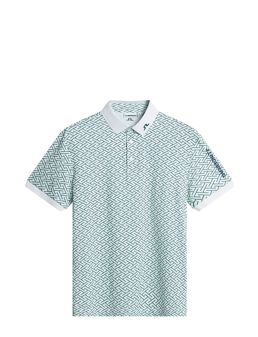 J. Lindeberg - Tour Tech Print Polo - oberteile & t-shirts - ladder white bay s - 1