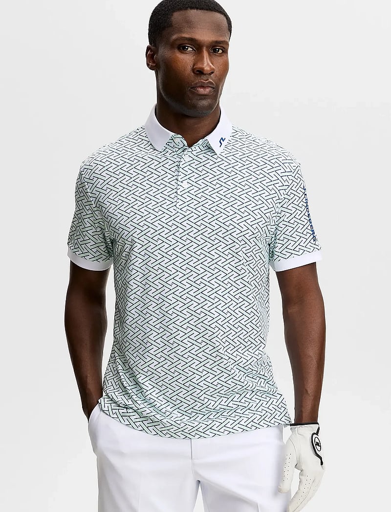J. Lindeberg - Tour Tech Print Polo - alussärgid ja t-särgid - ladder white bay s - 0