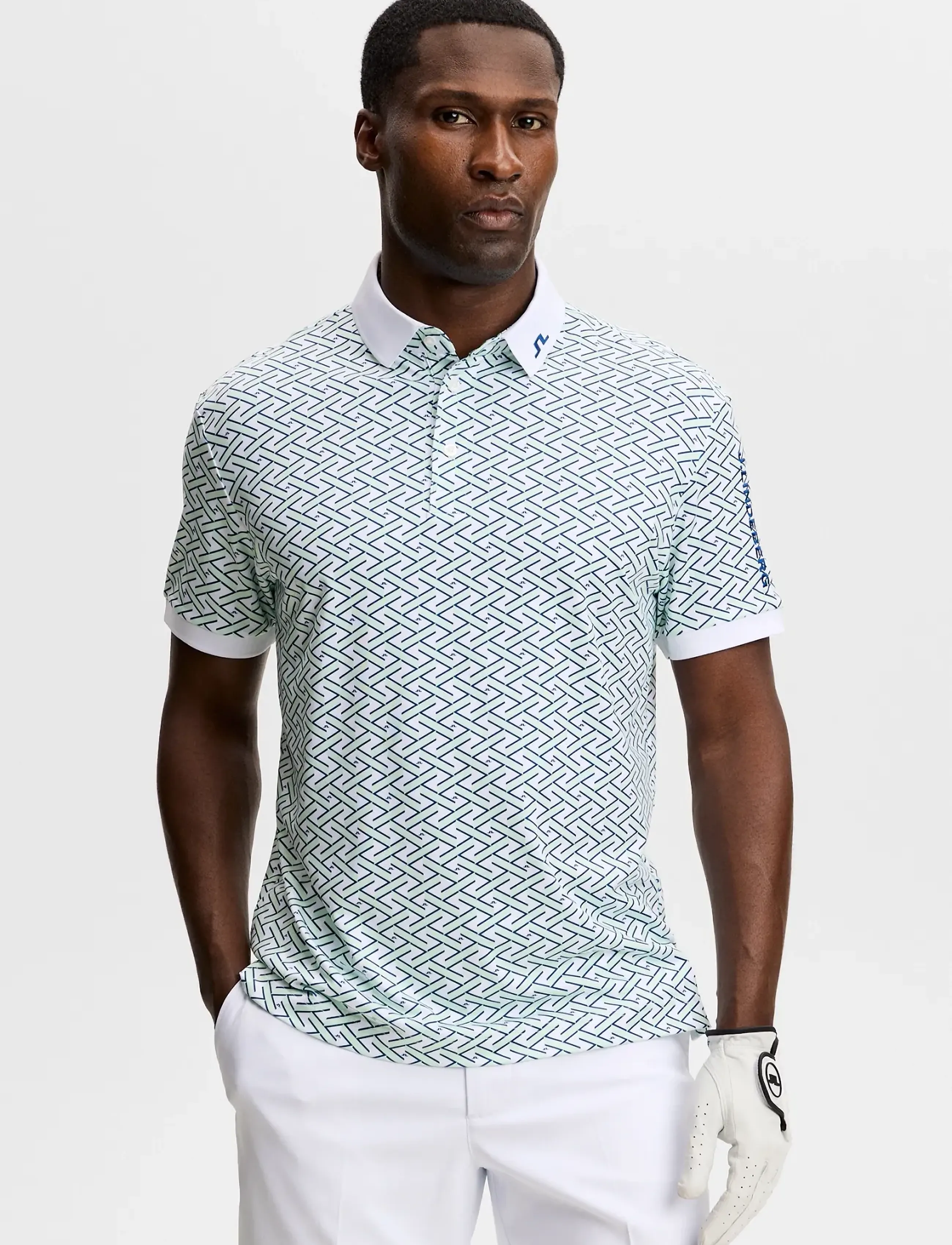 J. Lindeberg Tour Tech Print Polo - Pikéer - LADDER WHITE BAY S / white