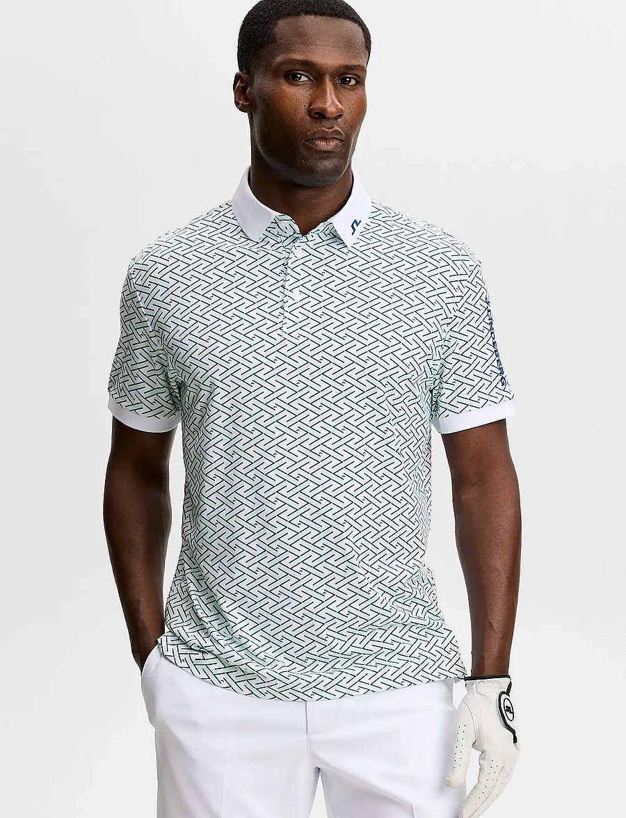 J. Lindeberg - Tour Tech Print Polo - oberteile & t-shirts - ladder white bay s - 0